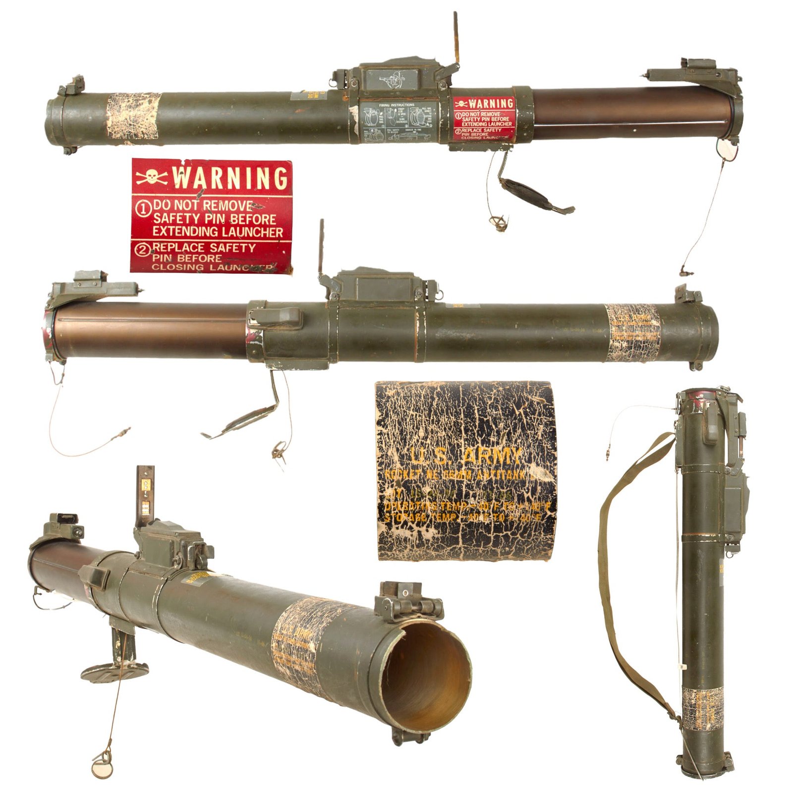 Original U.S. Vietnam War INERT Rare 1st Gen. "Red Label" M72 Light Anti-Armor Weapons “LAW” Tube - Dated 1966