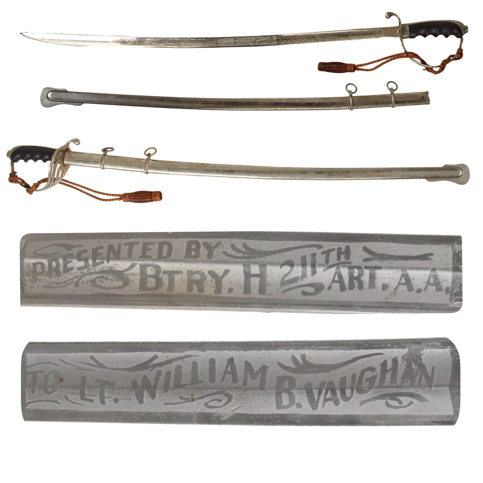 Original U.S. Pre-WWII 211th Anti-Aircraft Artillery Model 1902 Army Officer’s Sword with Scabbard & Sword Knot - Lt. William B. Vaughan