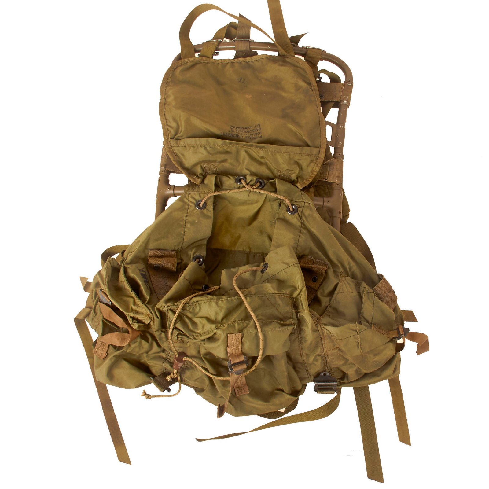 Buy Original U.S. Vietnam War Early 1964 Model Lightweight Rucksack with Welded Aluminum Frame by ECT Corporation - Dated 1971 | Original Firearms Antique For Sale