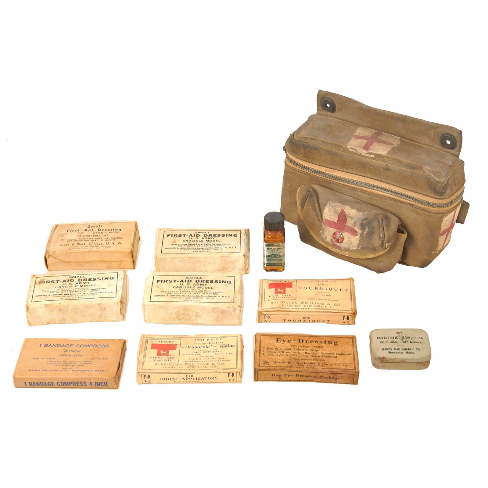 Buy Original U.S. WWII Aeronautic First Aid Kit for B-17 & B-24 Bombers and C-47 Skytrain with Contents | Original Firearms Antique For Sale