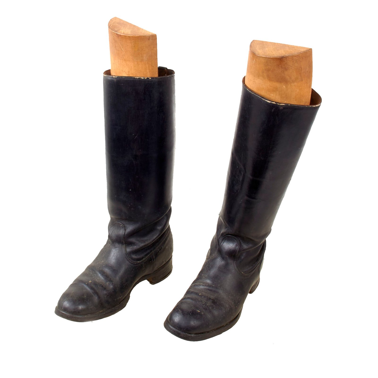 Buy Original German WWII Officer's Tall Black Leather Jackboot Riding Boots with Partial Boot Trees | Original Firearms Antique For Sale