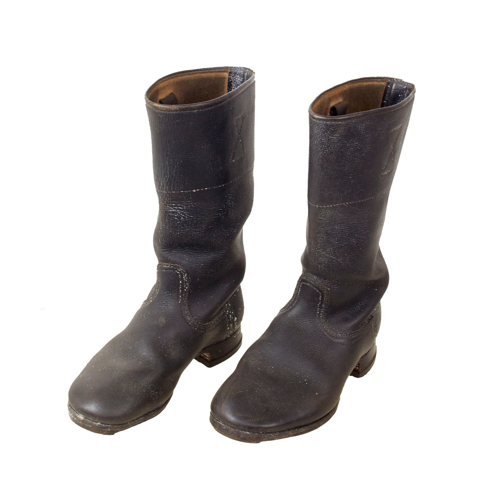 Buy Original German WWII Enlisted Black Leather Jackboot Boots with Pull-Up Straps & Metal Toes - Size 8 | Original Firearms Antique For Sale