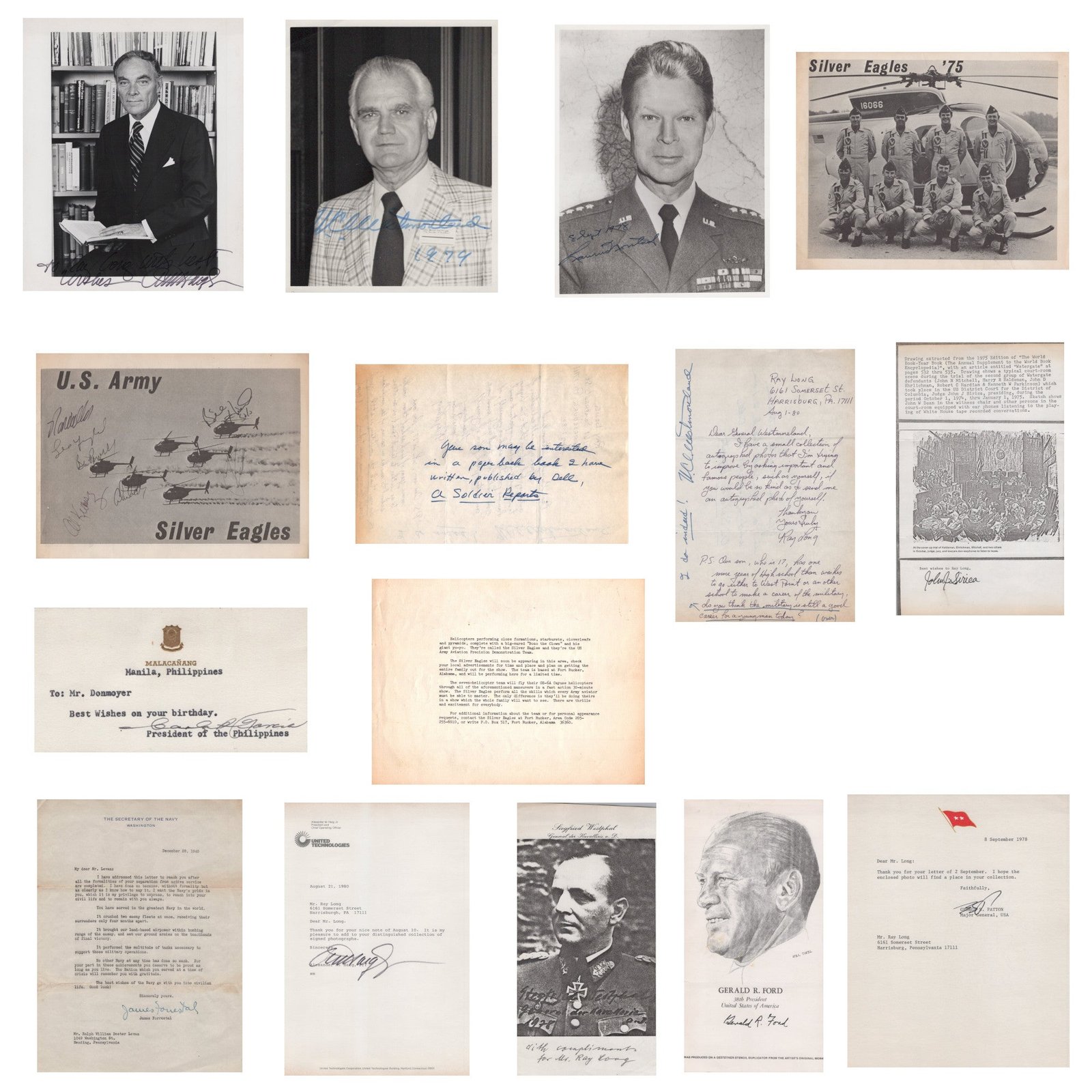 Buy Original U.S. & German WWII Lot of Ten Autographs - Patton IV & Silver Eagles Crew | Original Firearms Antique For Sale