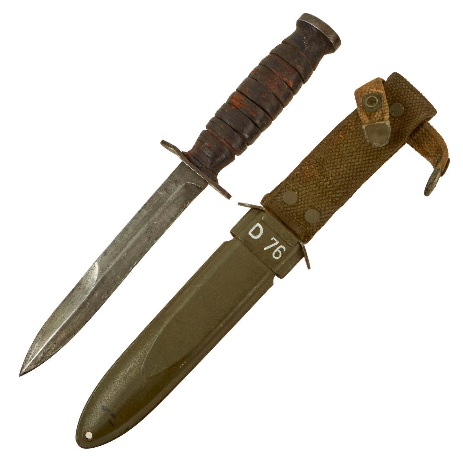 Buy Original U.S. WWII M3 Fighting Knife by Utica Cutlery with Updated M8 Scabbard | Original Firearms Antique For Sale