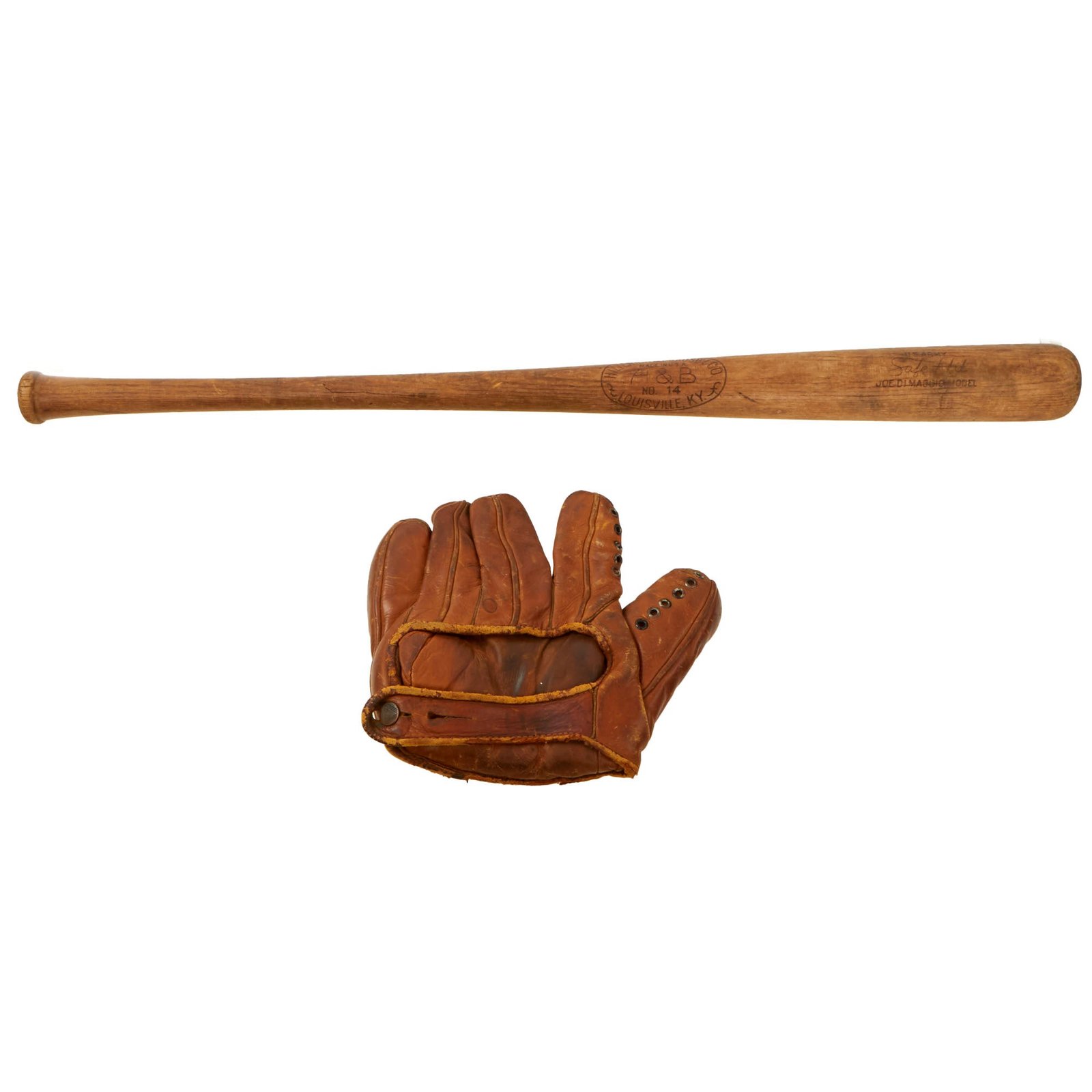 Buy Original U.S. WWII Army Marked Baseball Bat by Hillerich & Bradsby Co. & Special Services-Marked Catcher’s Glove Mitt | Original Firearms Antique For Sale