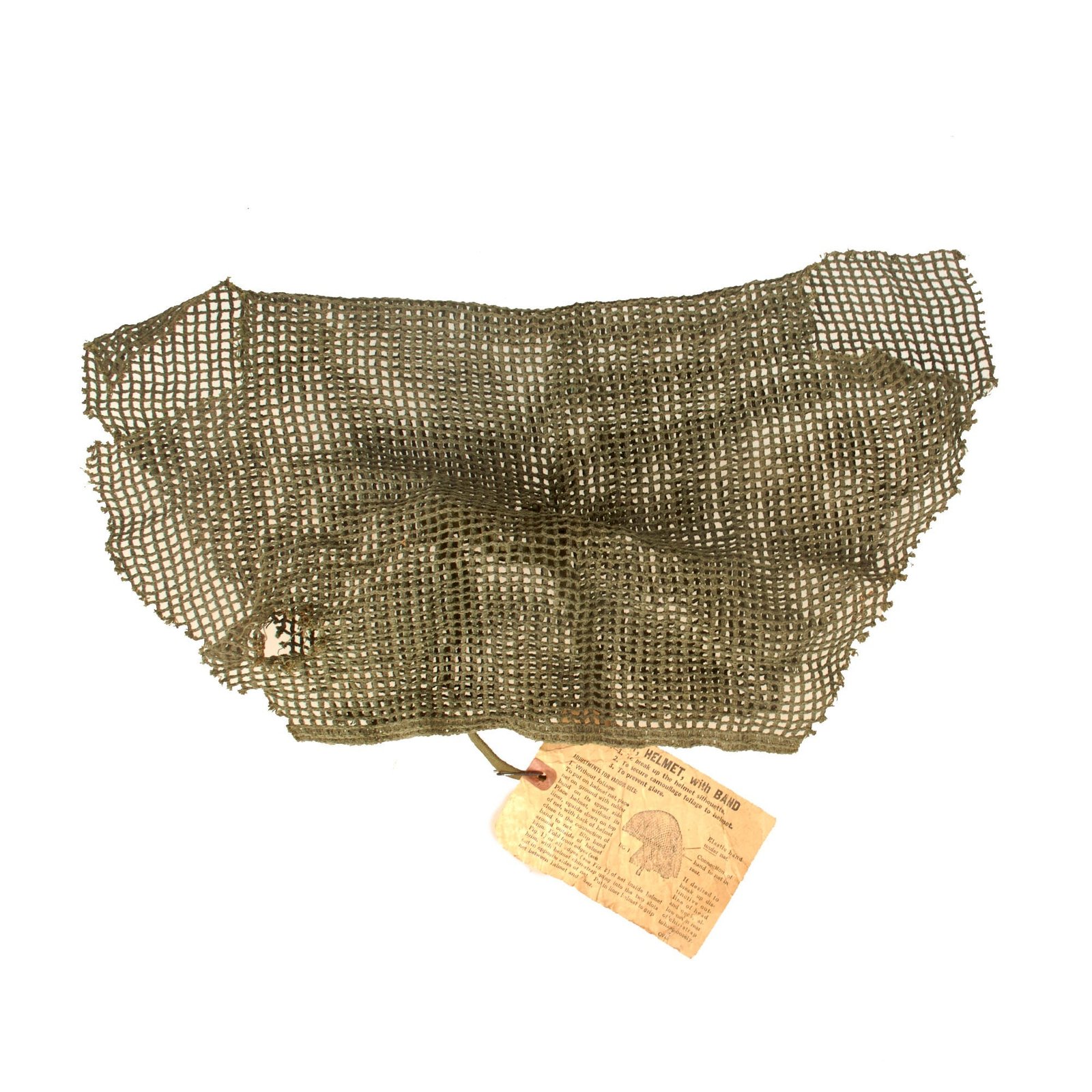 Buy Original U.S. WWII M1944 Helmet Net with Band & Original Tag - Rare | Original Firearms Antique For Sale