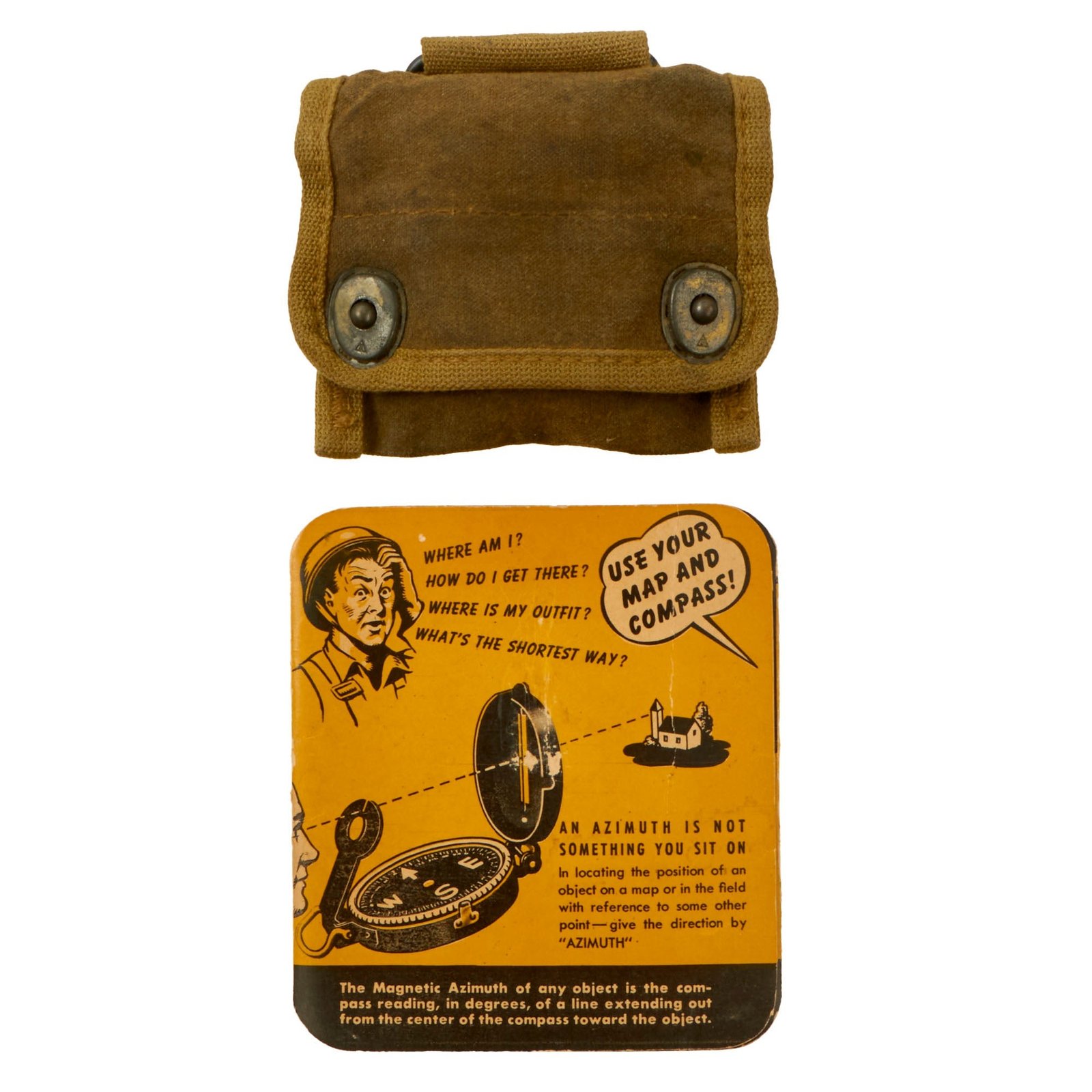 Buy Original U.S. WWII US Army M1938 Lensatic Compass By Superior Magneto Co. With Pouch & Training Aid | Original Firearms Antique For Sale