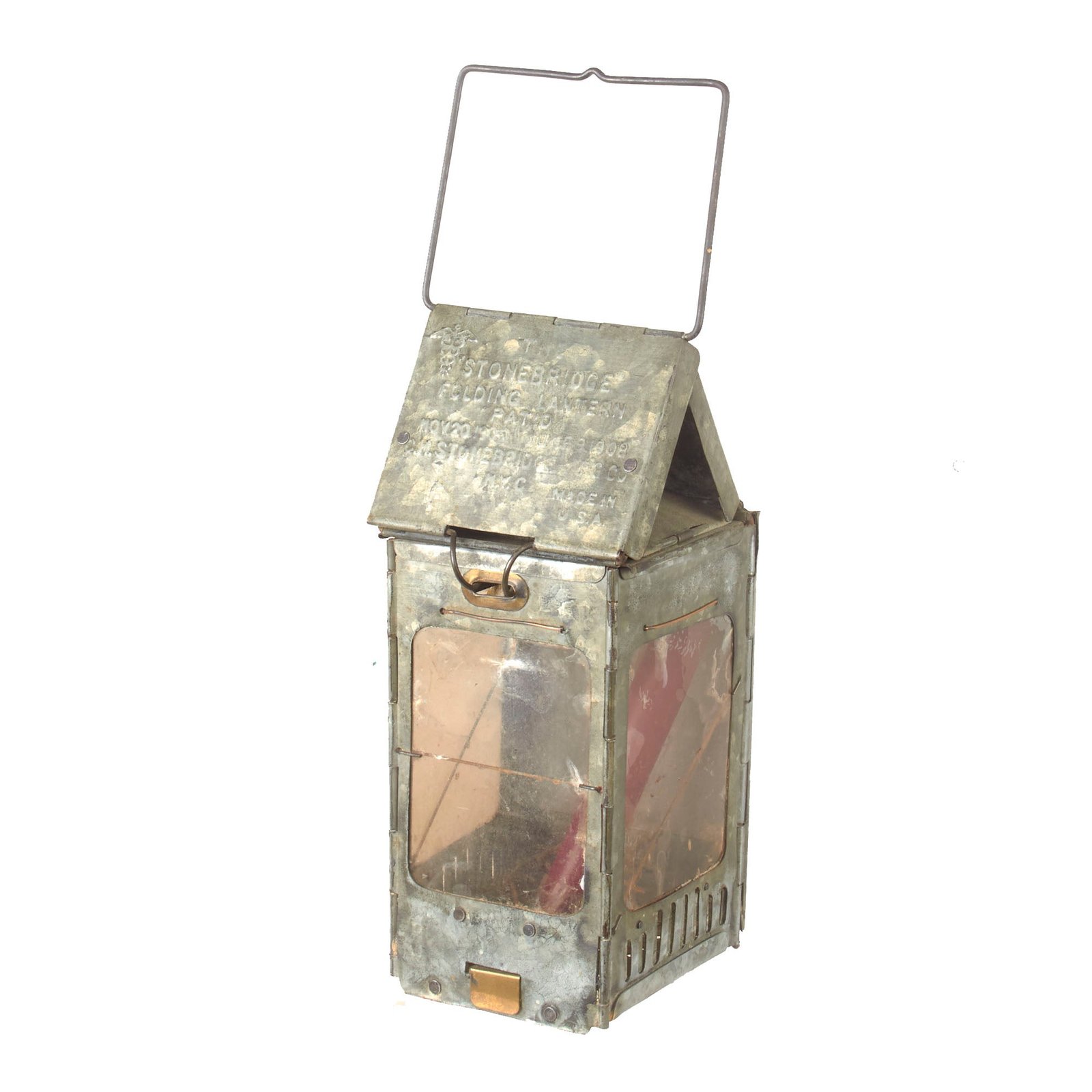 Buy Original U.S WWI Medical Corps Stonebridge Automatic Folding Candle Lantern with Candle | Original Firearms Antique For Sale