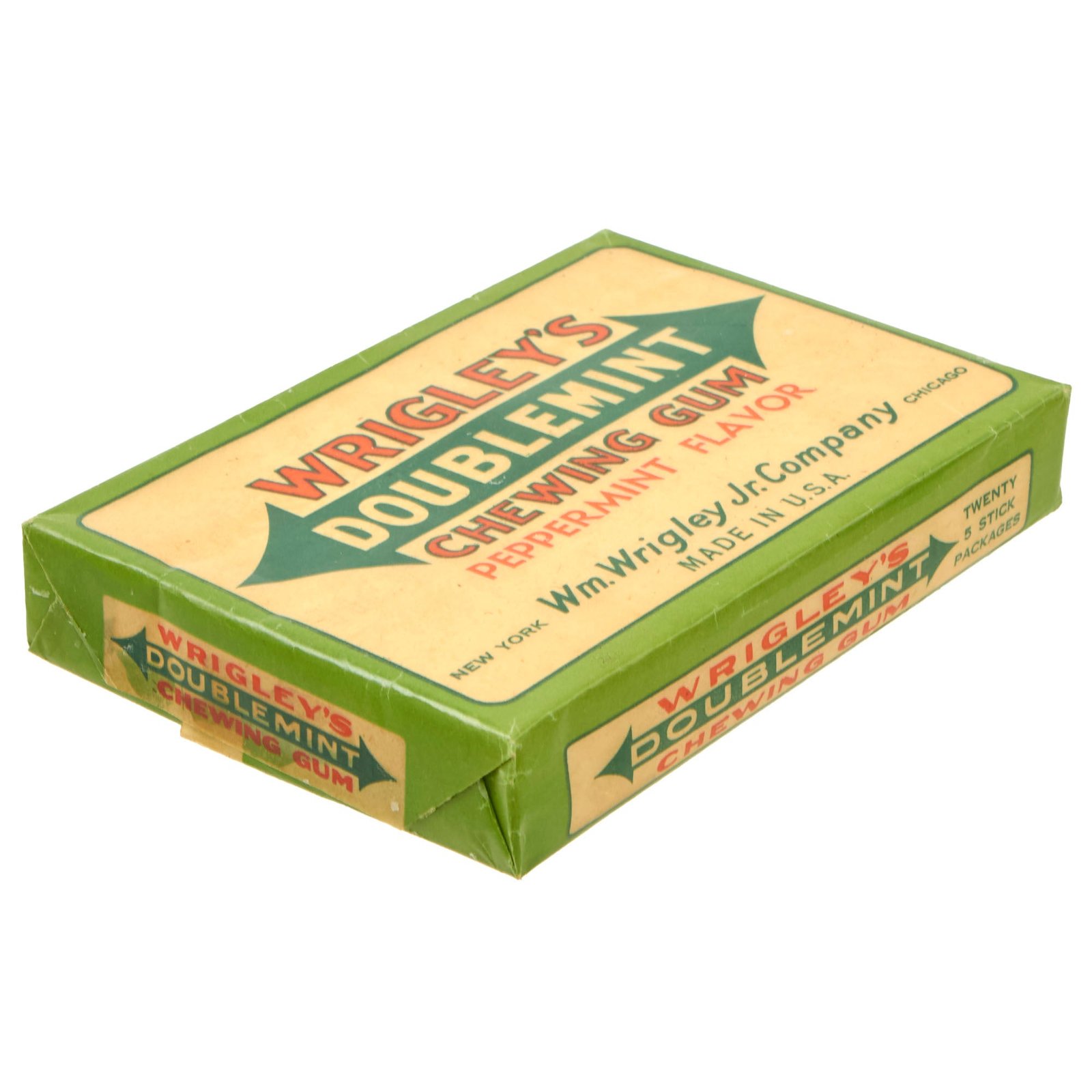 Buy Original U.S. WWII Wrigley’s Doublemint Chewing Gum 20 Count Box Wrapper - Filled for Display | Original Firearms Antique For Sale