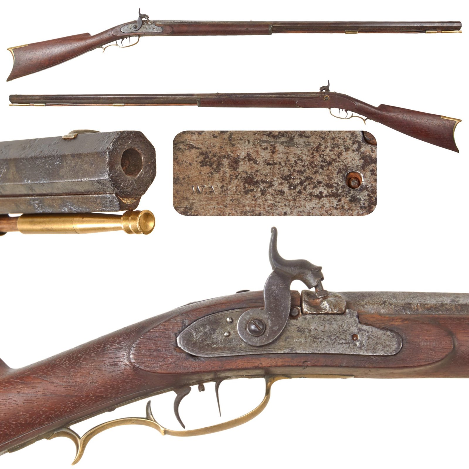 Original U.S. Lancaster County Pennsylvania Percussion Rifle with Half Stock & Set Trigger - circa 1850
