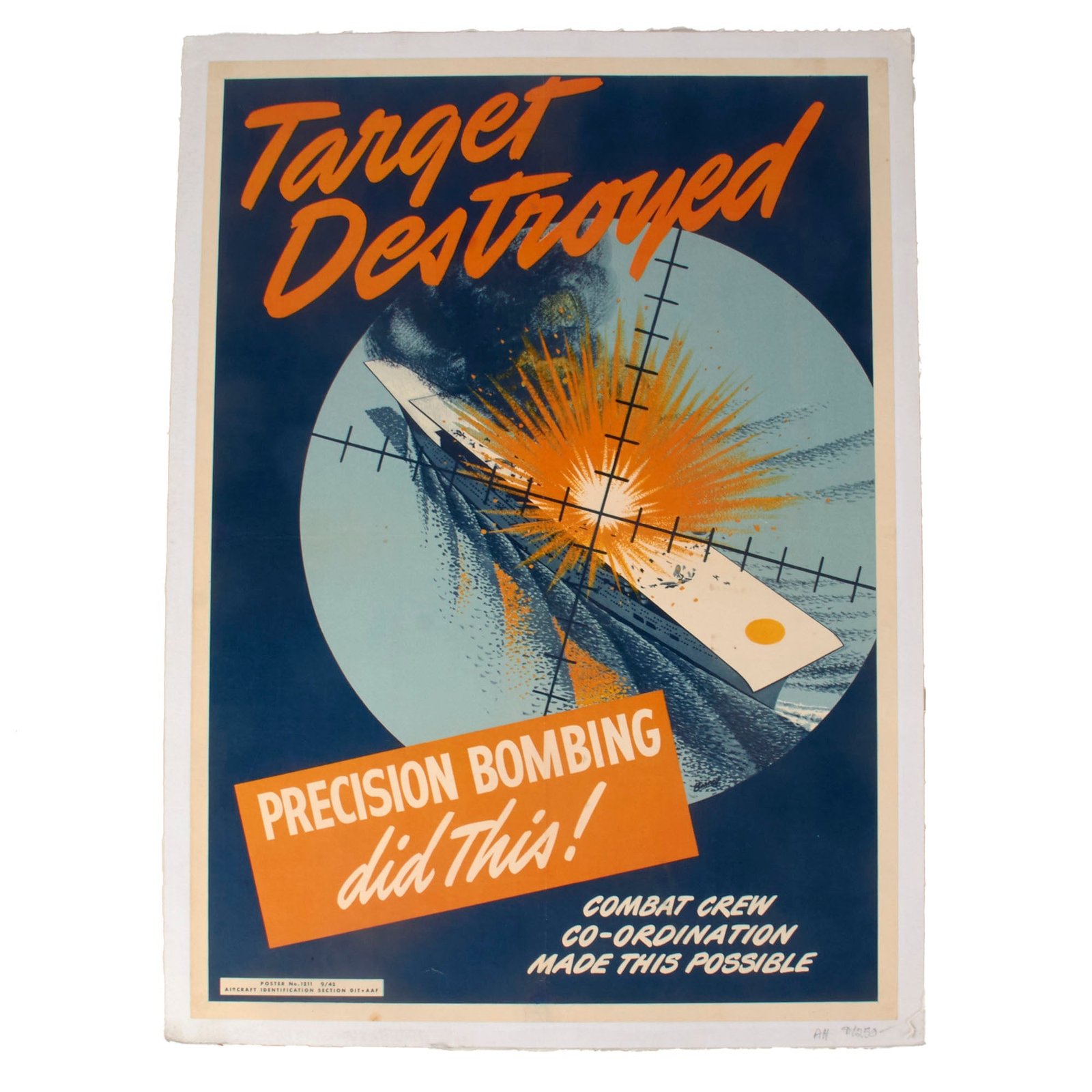 Buy Original U.S. WWII “Target Destroyed - Precision Bombing Did This!” Army Air Forces Poster - Linen-Backed - 19½ x 26¼” | Original Firearms Antique For Sale