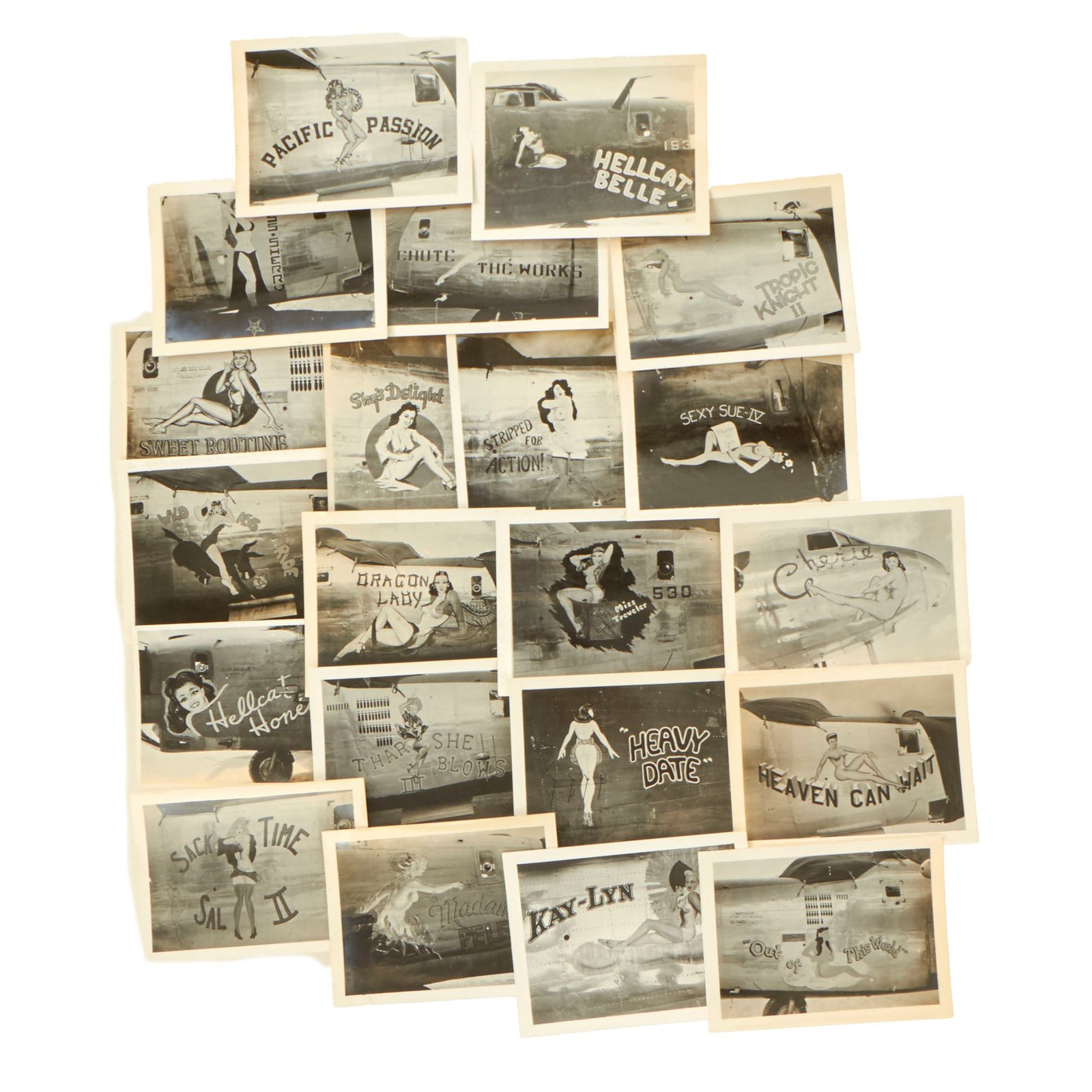 Buy Original U.S. WWII AAF Nose Art Photo Collection with Fantastic Suggestive Artwork - 21 Photos Total | Original Firearms Antique For Sale