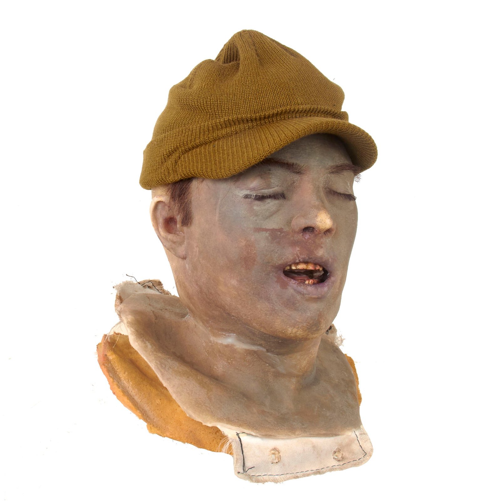 Buy Original Rubber Film Prop Set Dressing Corpse Head with Radar Cap As Used in WWII Movie Fury (2014) | Original Firearms Antique For Sale