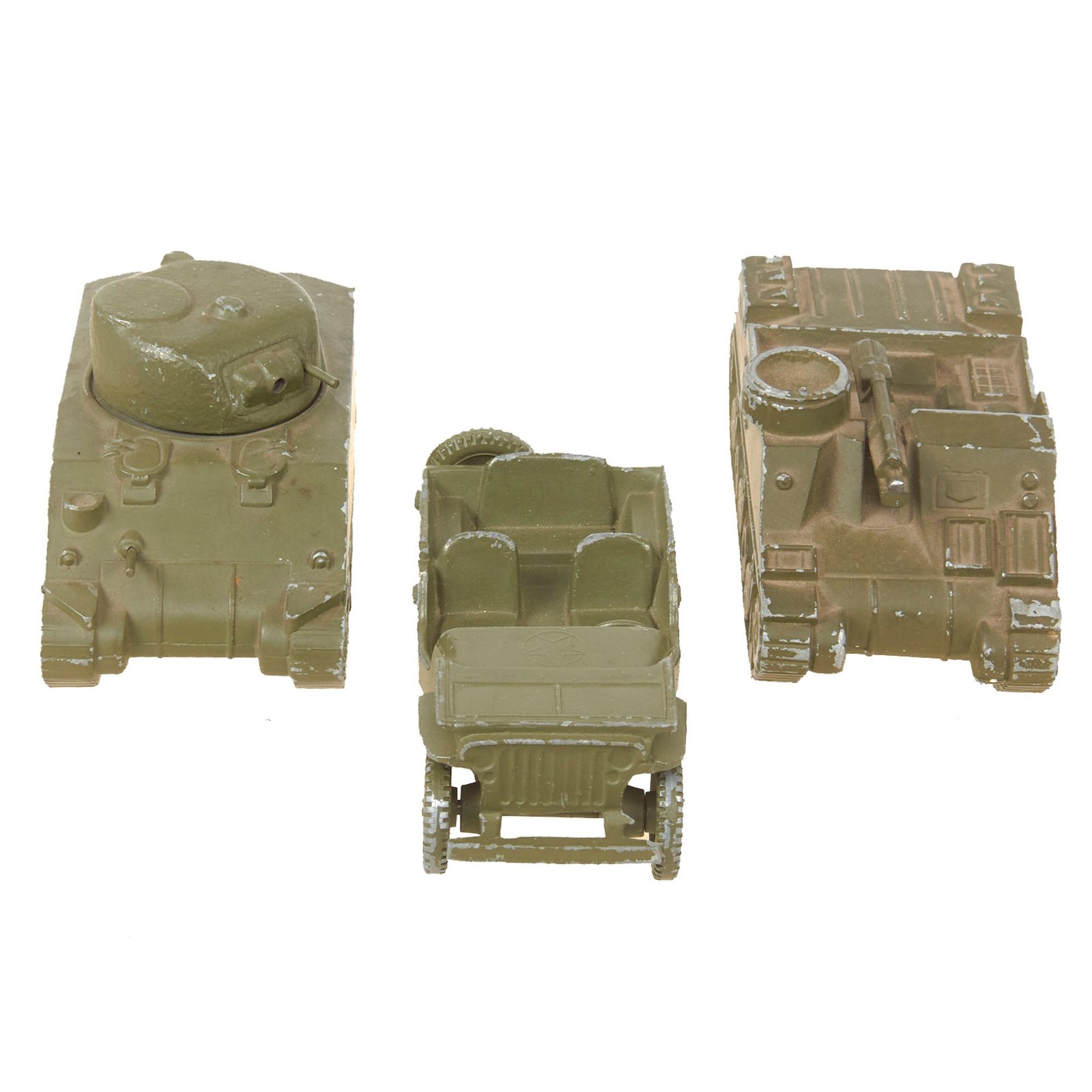 Buy Original U.S. WWII Vehicle Identification Model Set with Willys MB “Jeep”, Sherman, and M7 Priest | Original Firearms Antique For Sale