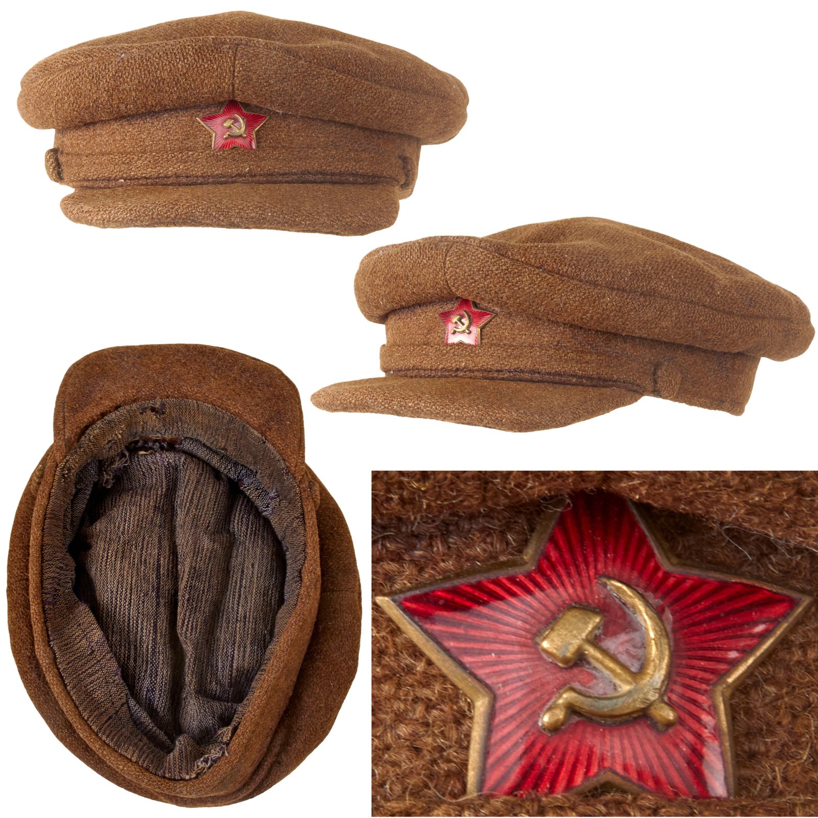 Buy Original Soviet WWII Red Army M1924 Peaked Visor With Enamel Cap Device | Original Firearms Antique For Sale