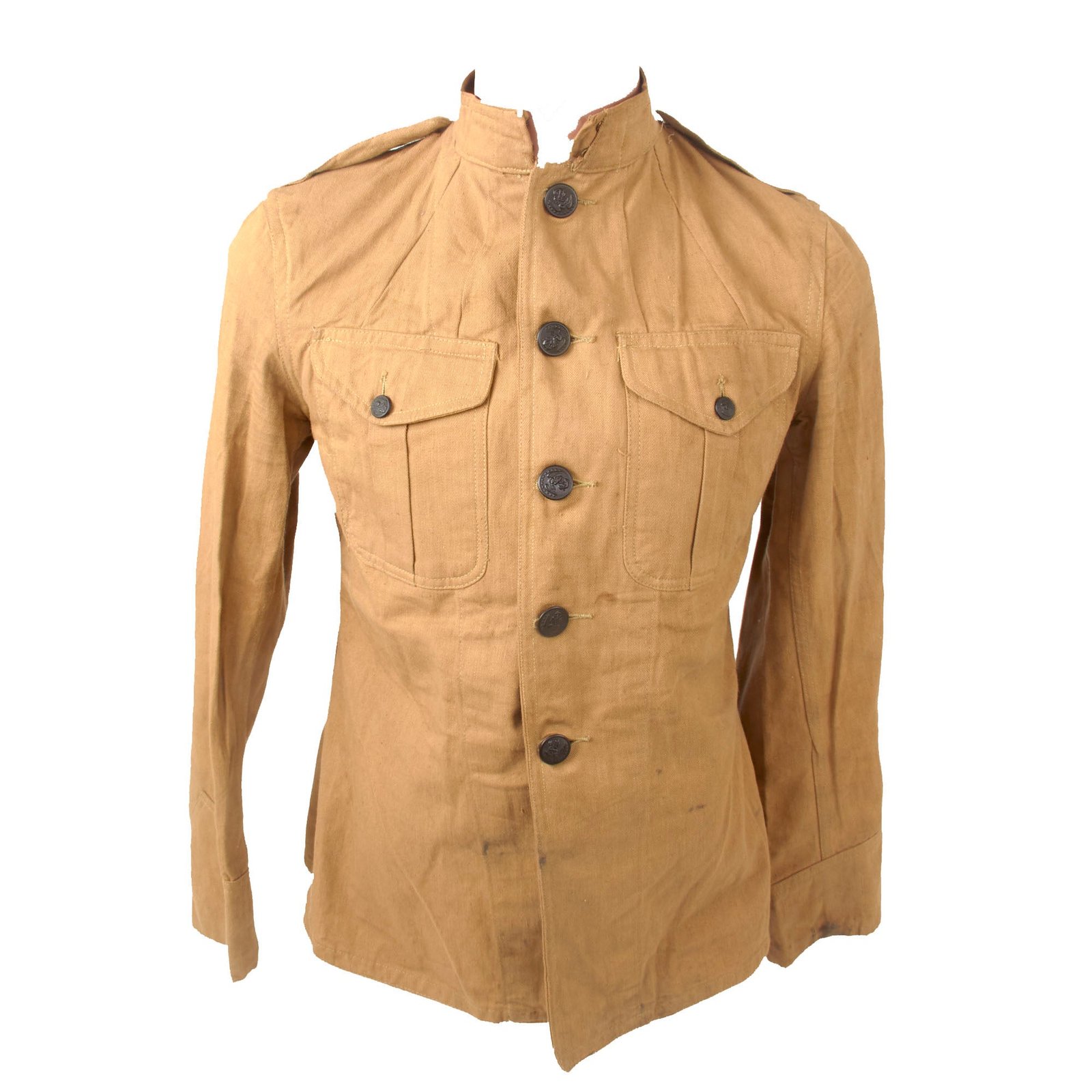 Buy Original U.S. WWI U.S.M.C. Named P1912 Marine Corps Khaki Summer Uniform Tunic - Frank C. Bowers | Original Firearms Antique For Sale