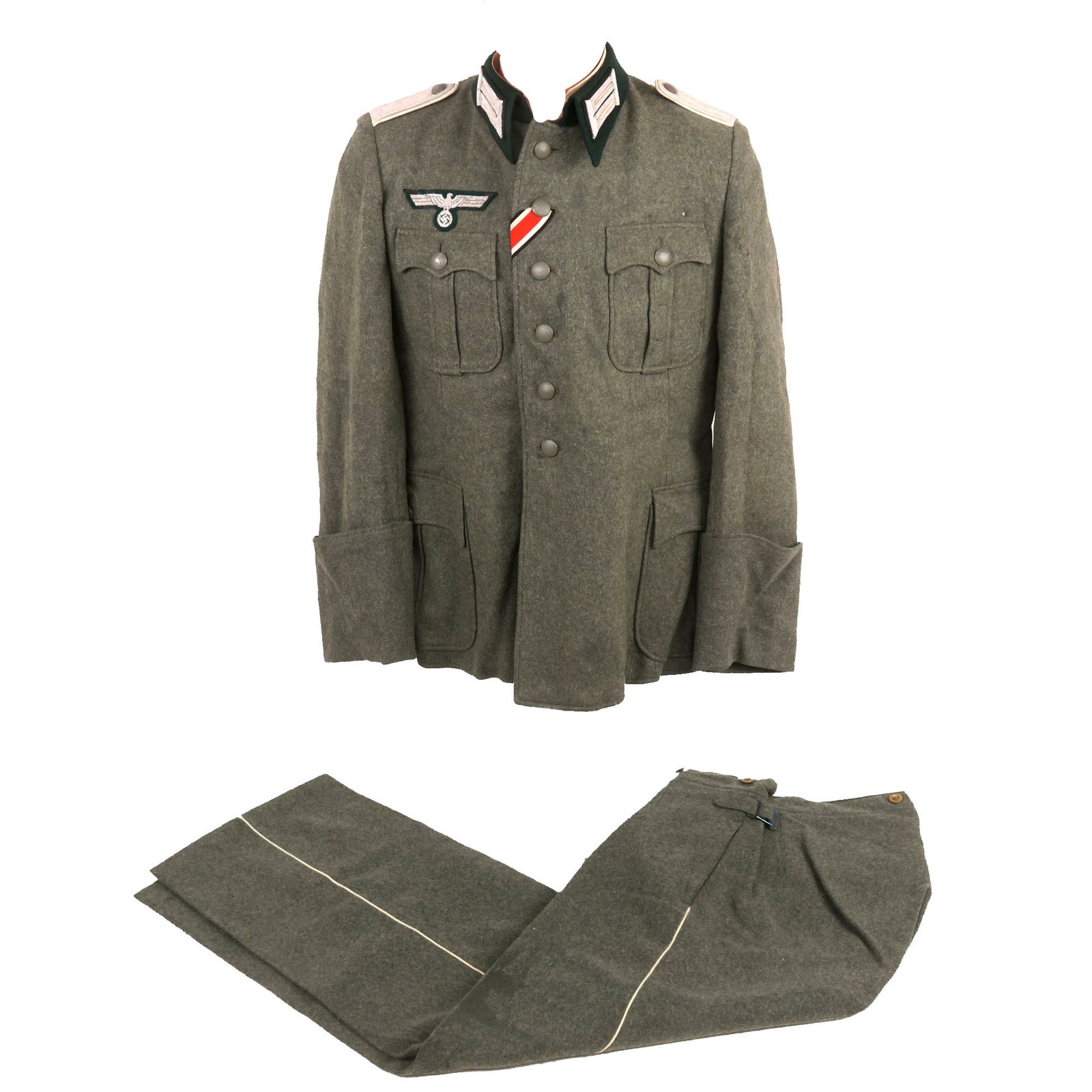 Buy Original German WWII Heer Infantry Leutnant's M36 Field Uniform Tunic with Infantry Piped Trousers | Original Firearms Antique For Sale