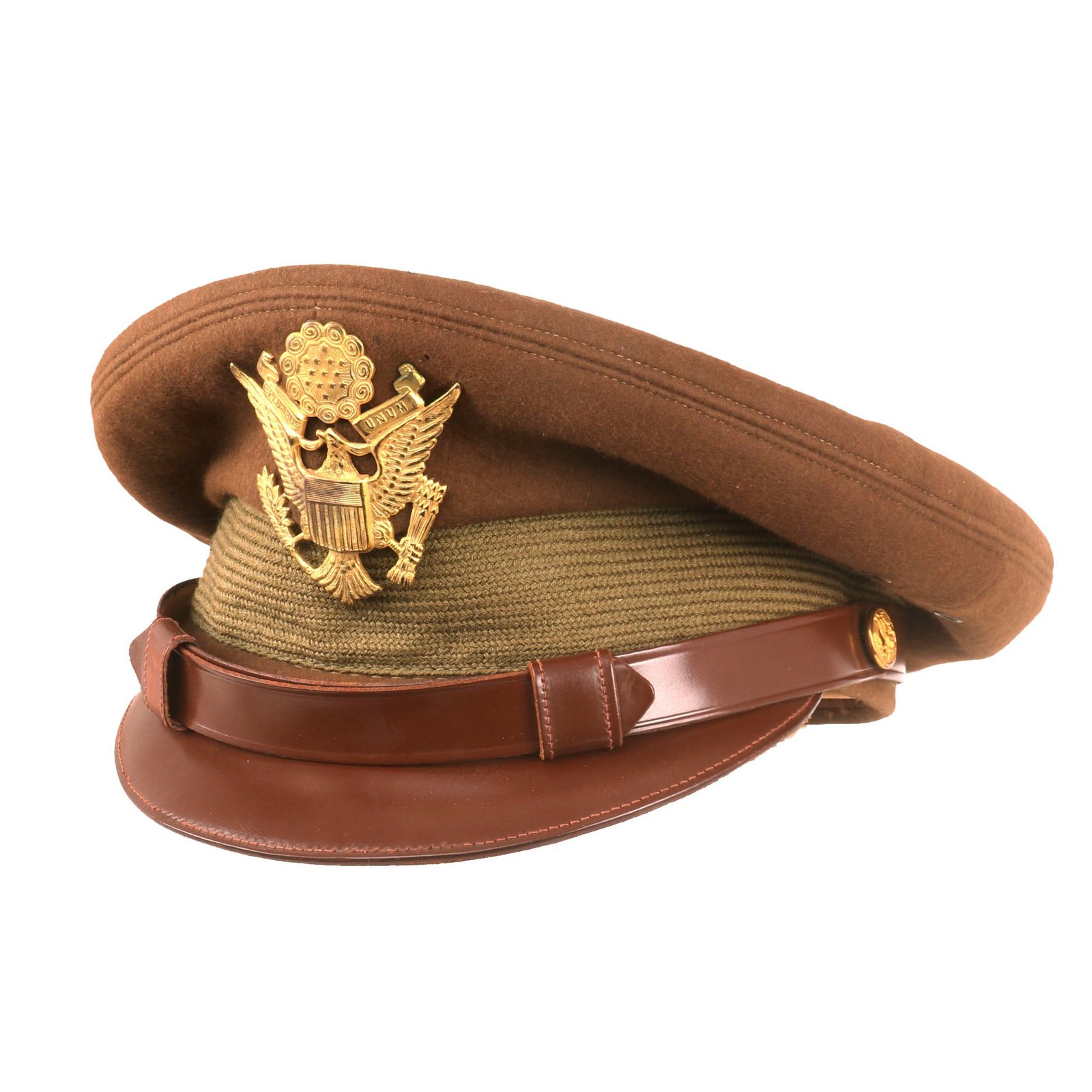 Buy Original U.S. WWII Army Air Force Officer Crusher Cap With Rear Chin Strap by Flight Ace - Size 6⅞ | Original Firearms Antique For Sale