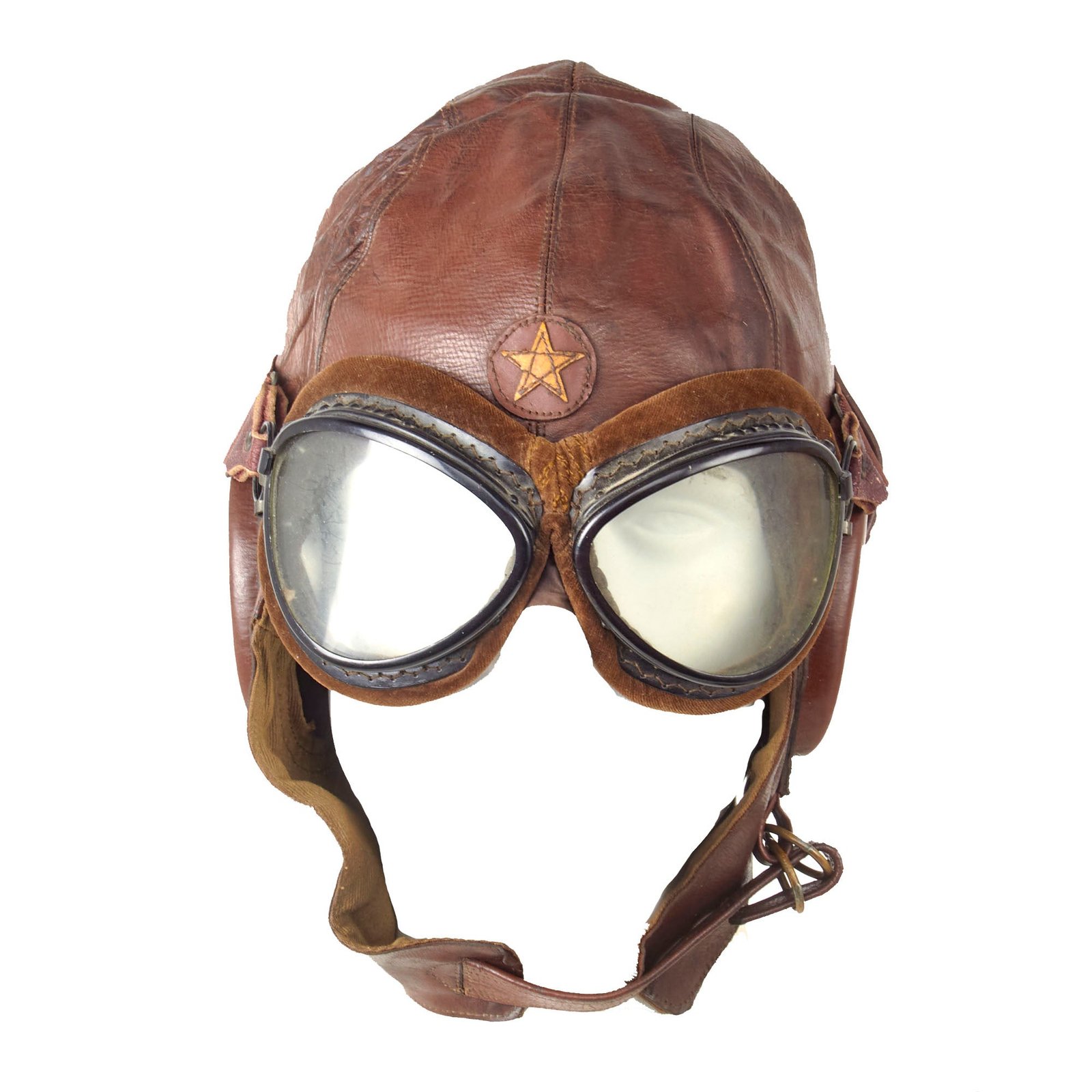 Buy Original Imperial Japanese WWII Army Air Service Summer Flight Helmet & Velvet-Lined Goggles | Original Firearms Antique For Sale