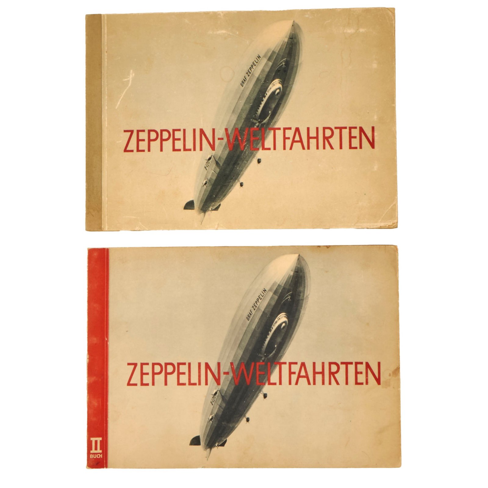 Buy Original German Pre WWII Volume 1 and 2 "Zeppelin-Weltfahrten" Zeppelin World Tour Cigarette Card Albums with Pictures | Original Firearms Antique For Sale