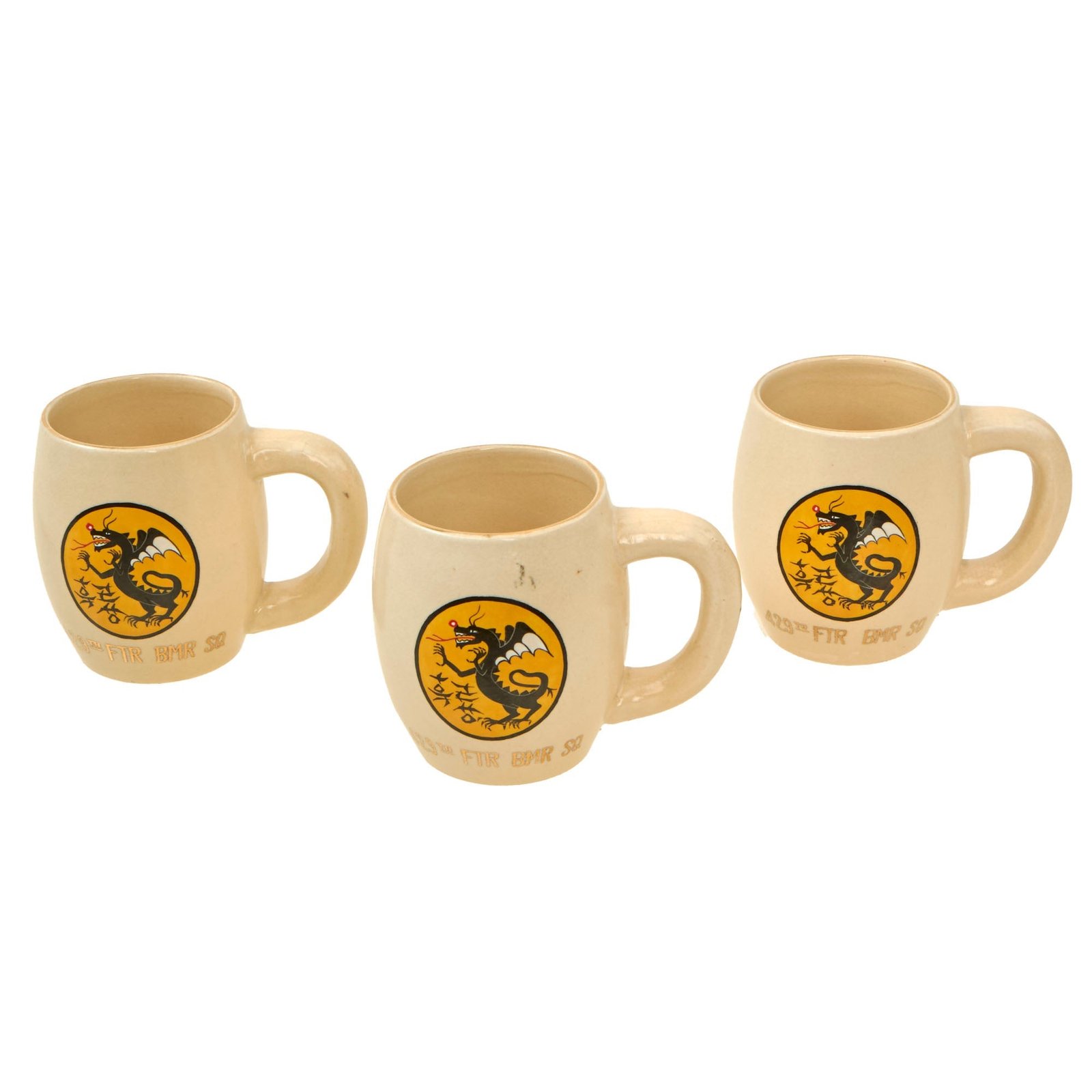 Buy Original U.S. Korean War 429th Fighter Bomber Squadron “Black Dragons” Mugs - Lot of Three | Original Firearms Antique For Sale