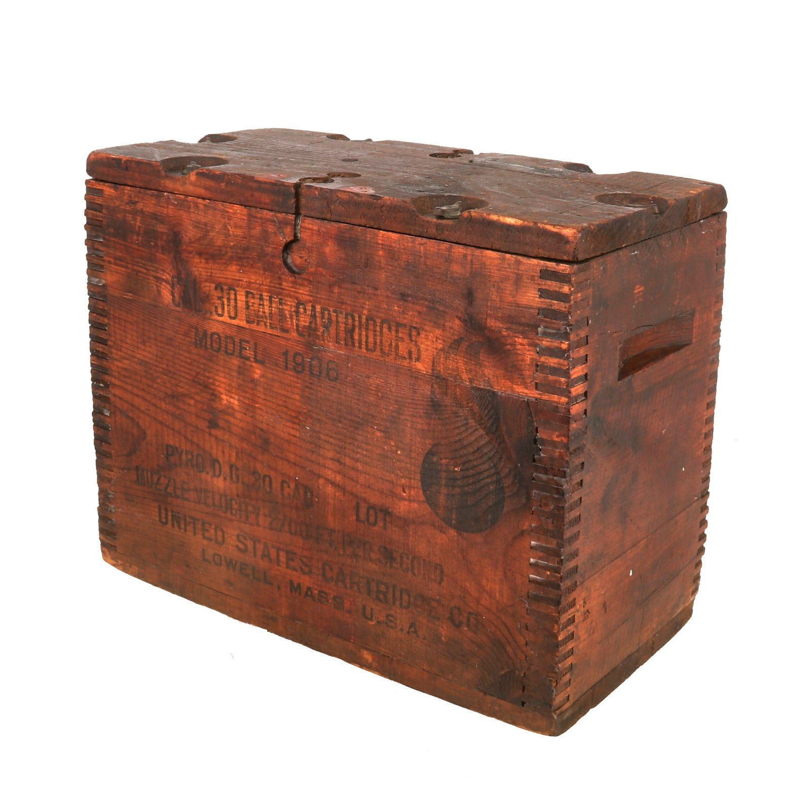 Buy Original U.S. WWI Small Arms M1906 .30cal Ball Cartridge Model 1917 Wooden Ammunition Crate by United States Cartridge Co. | Original Firearms Antique For Sale