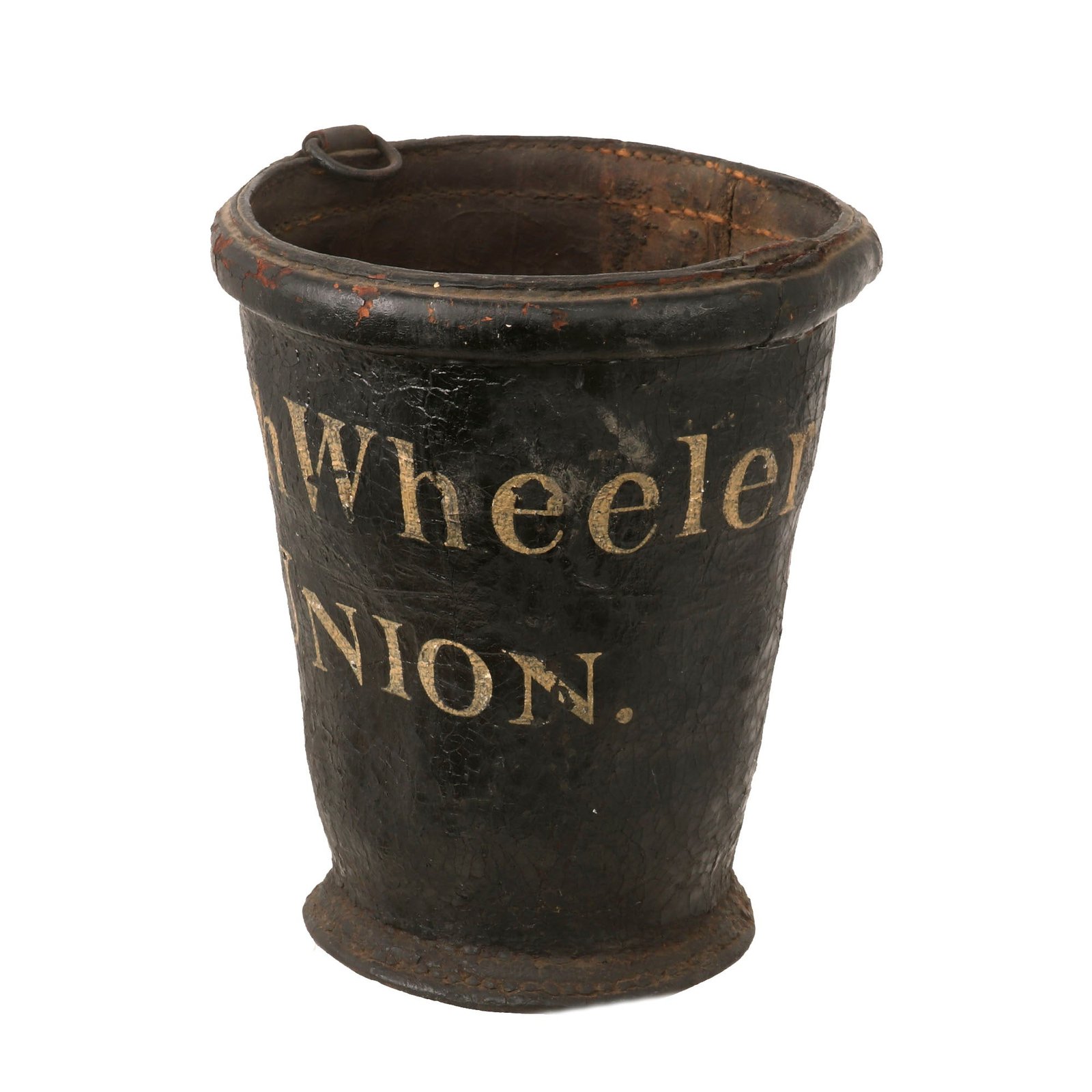 Buy Original U.S. Mid-19th Century Leather Fire Bucket - Enoch Wheeler & Co. Union | Original Firearms Antique For Sale
