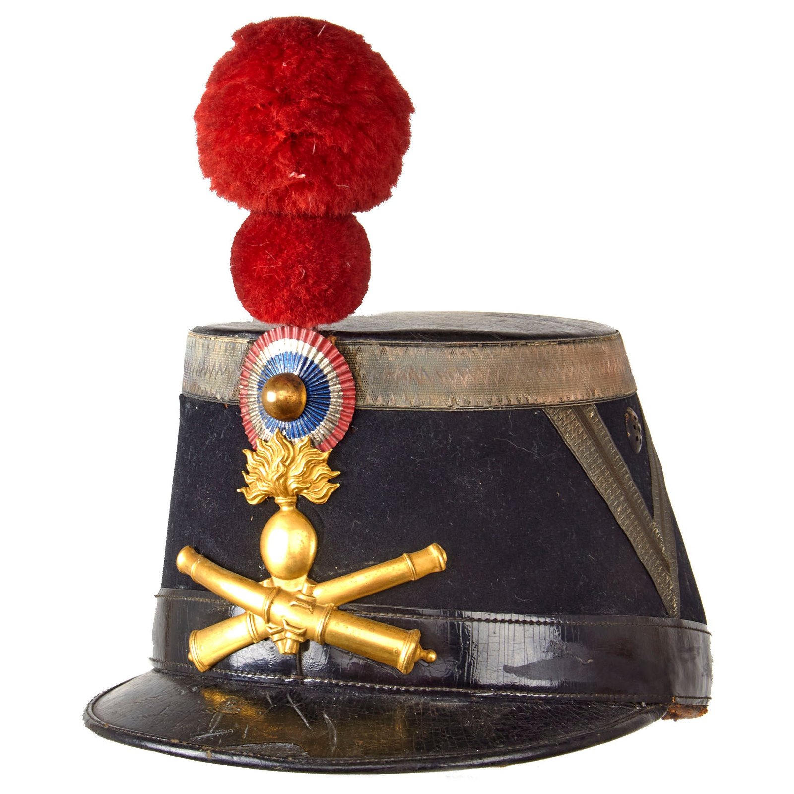 Original French Third Republic Model 1872 Artillery Shako with Pomme & Museum Tag