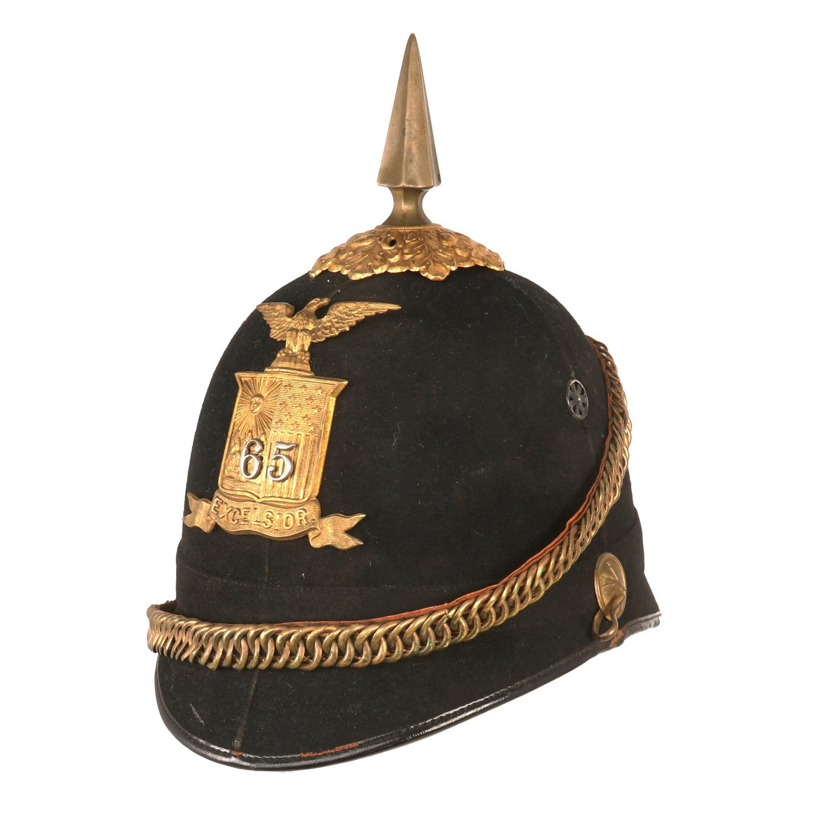 Buy Original U.S. Indian Wars 1881 Model New York 65th Infantry Regiment Dress Helmet by Ridabock & Co. - Dated 1902 | Original Firearms Antique For Sale