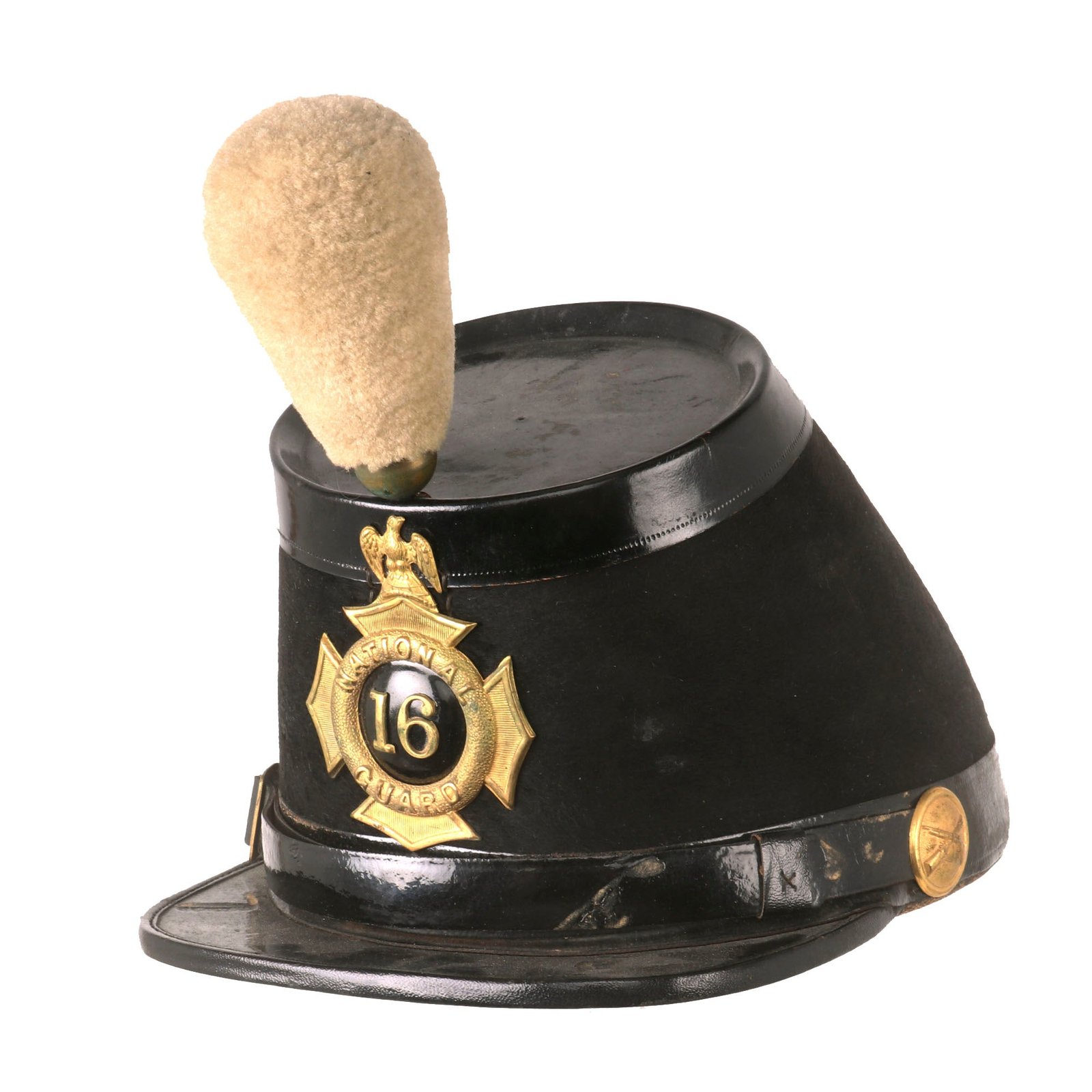 Buy Original U.S. Spanish American War New York National Guard 16th Regiment Dress Shako with White Plume by Baker & McKenney - Size 6⅞ | Original Firearms Antique For Sale