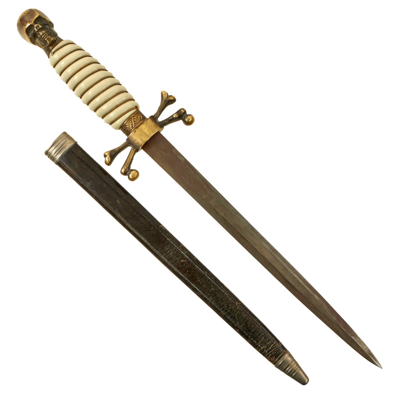 Buy Original U.S. Post-WWII Masonic Skull & Crossbones Dagger Made from German Dagger Parts - Freemason | Original Firearms Antique For Sale