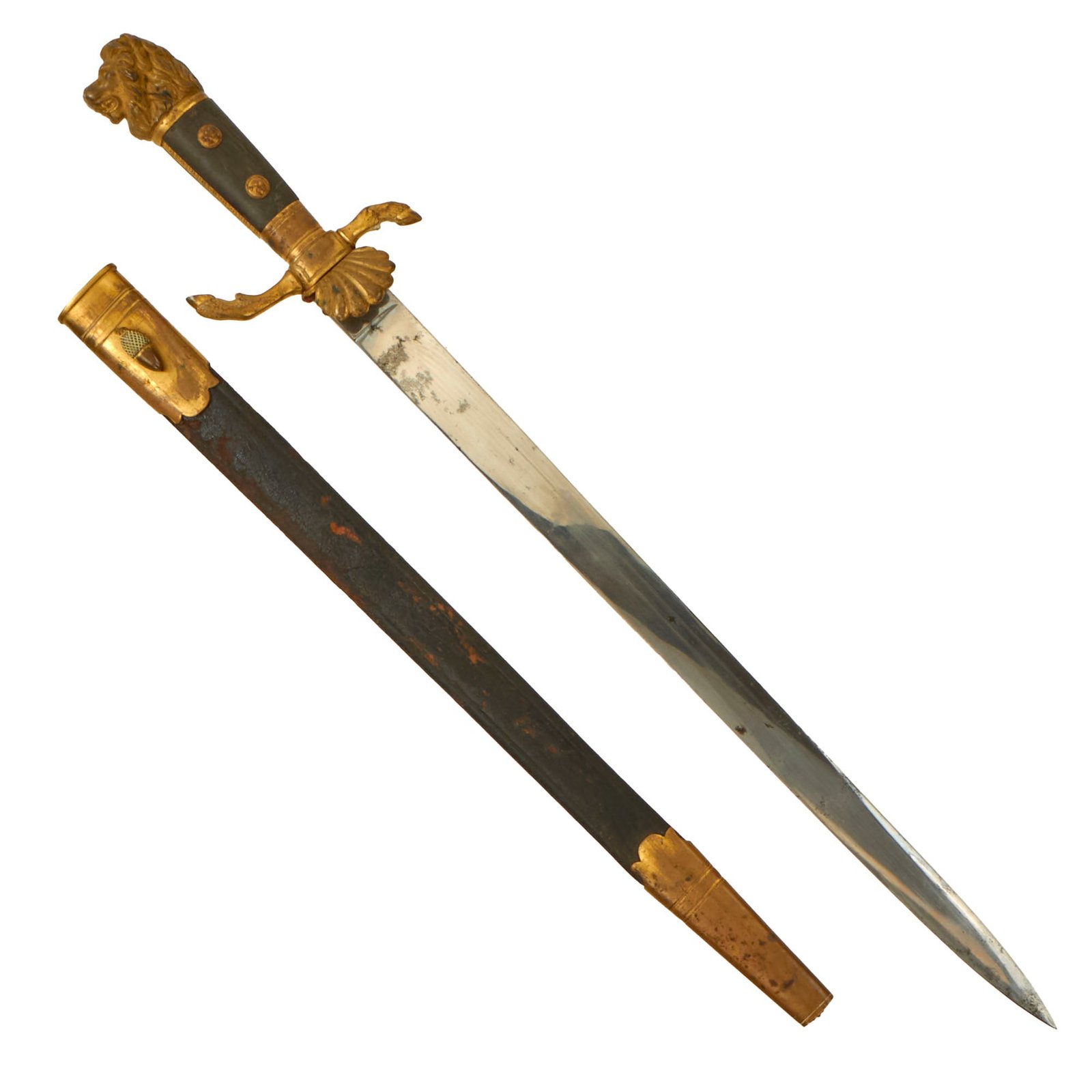 Buy Original German Pre WWII Hirschfänger Lion’s Head Forestry Dress Cutlass by Weyersberg Kirschbaum & Cie with Scabbard | Original Firearms Antique For Sale