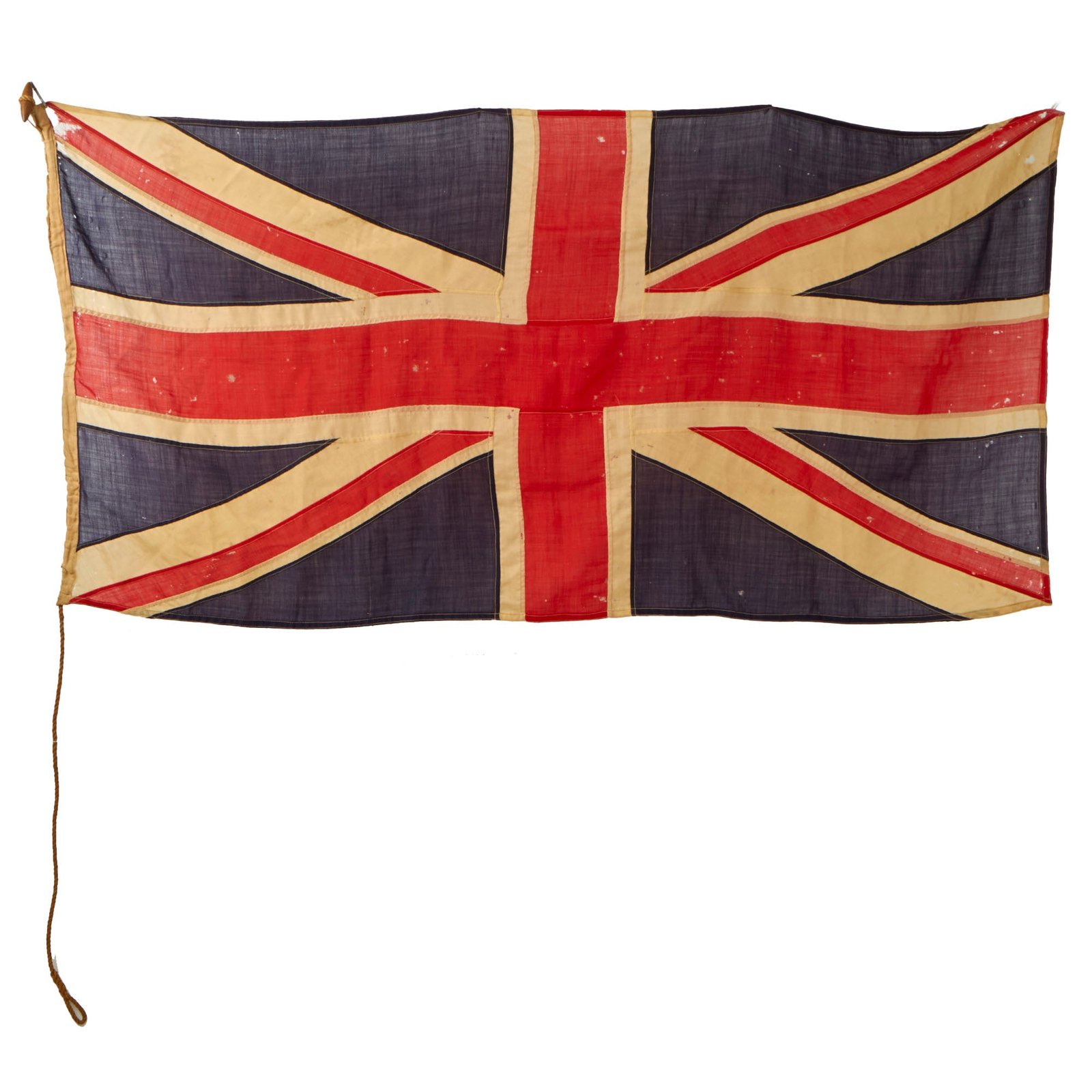 Buy Original British Mid-19th Century Union Jack Multi-Piece Wool Flag with Halyard - 34 x 70” | Original Firearms Antique For Sale