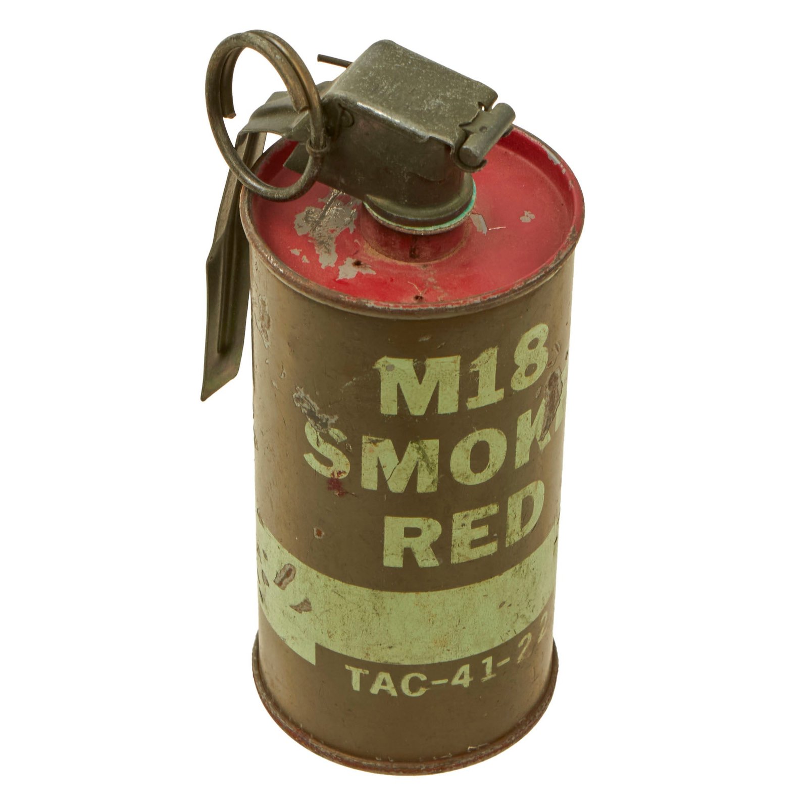 Buy Original U.S. Vietnam War Era Inert Red M18 Smoke Grenade With Fuze | Original Firearms Antique For Sale