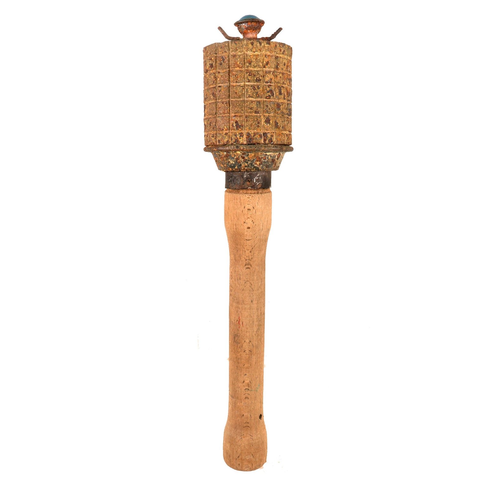 Buy Original German WWII M43 Inert Stick Grenade with Corrugated Fragmentation Sleeve by Optische Anstalt O.P. Goerz of Vienna - Dated 1944 | Original Firearms Antique For Sale