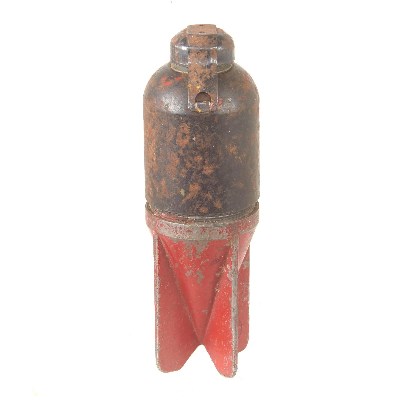 Buy Original Italian WWII "Red Devil" 45mm Brixia Model 35 Mortar Bomb with Rare Original Internal Shrapnel Coil - Dated 1941 - Inert | Original Firearms Antique For Sale