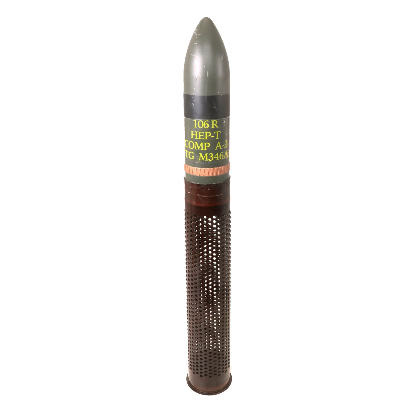 Buy Original Early Cold War U.S. 106mm M40 Recoilless Rifle Inert HEP-T Round with T75 Casing - Dated 1955 & 1967 | Original Firearms Antique For Sale