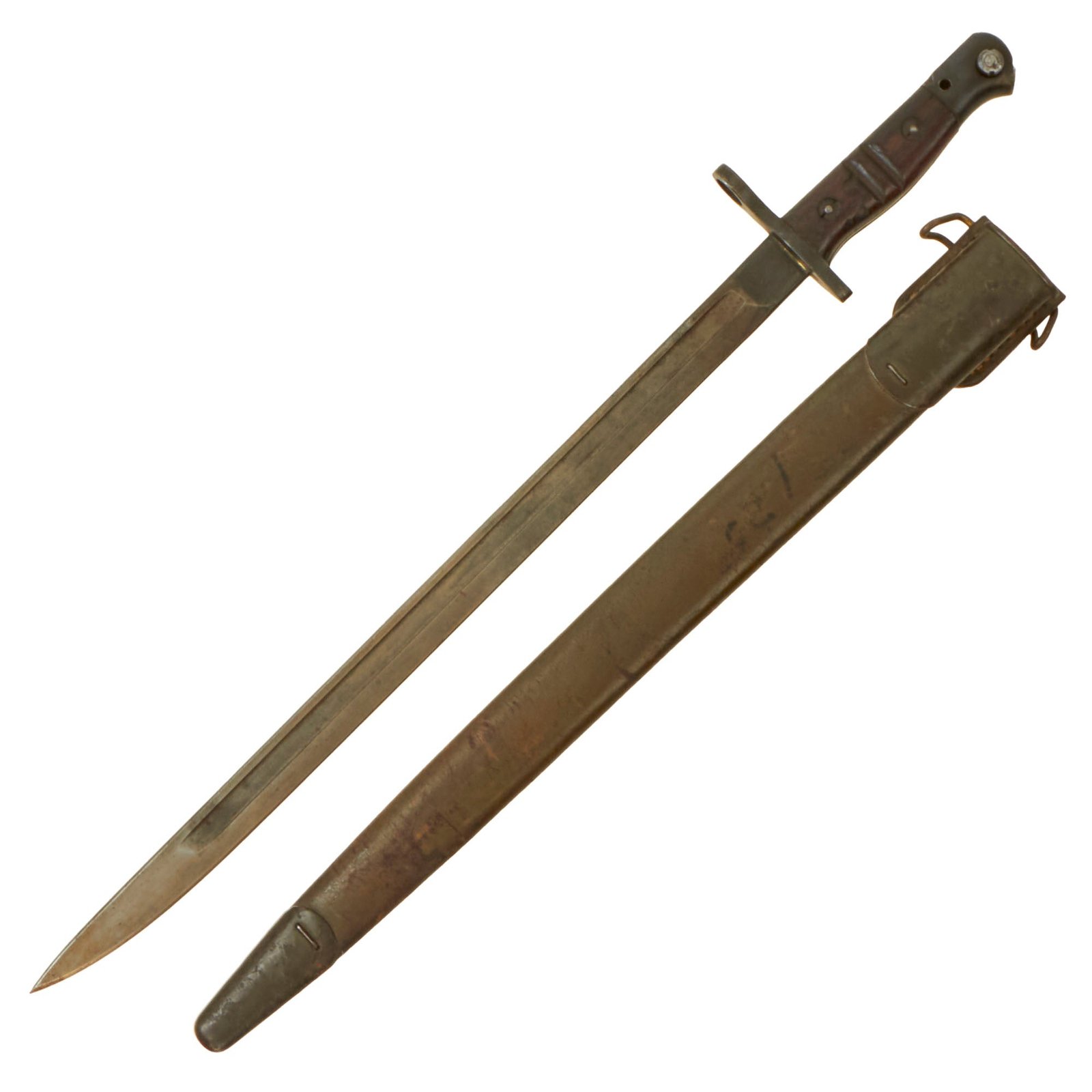 Buy Original U.S. WWI P1913 Enfield Rifle & Trench Gun Bayonet by Remington with Scarce First Pattern M1917 Maxim Patent Scabbard - Dated 1917 | Original Firearms Antique For Sale