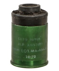 Original U.S. Vietnam War Inert 40mm XM576E1 High Velocity Buckshot Shotgun Round with XM199 Aluminum Case - Dated 1970