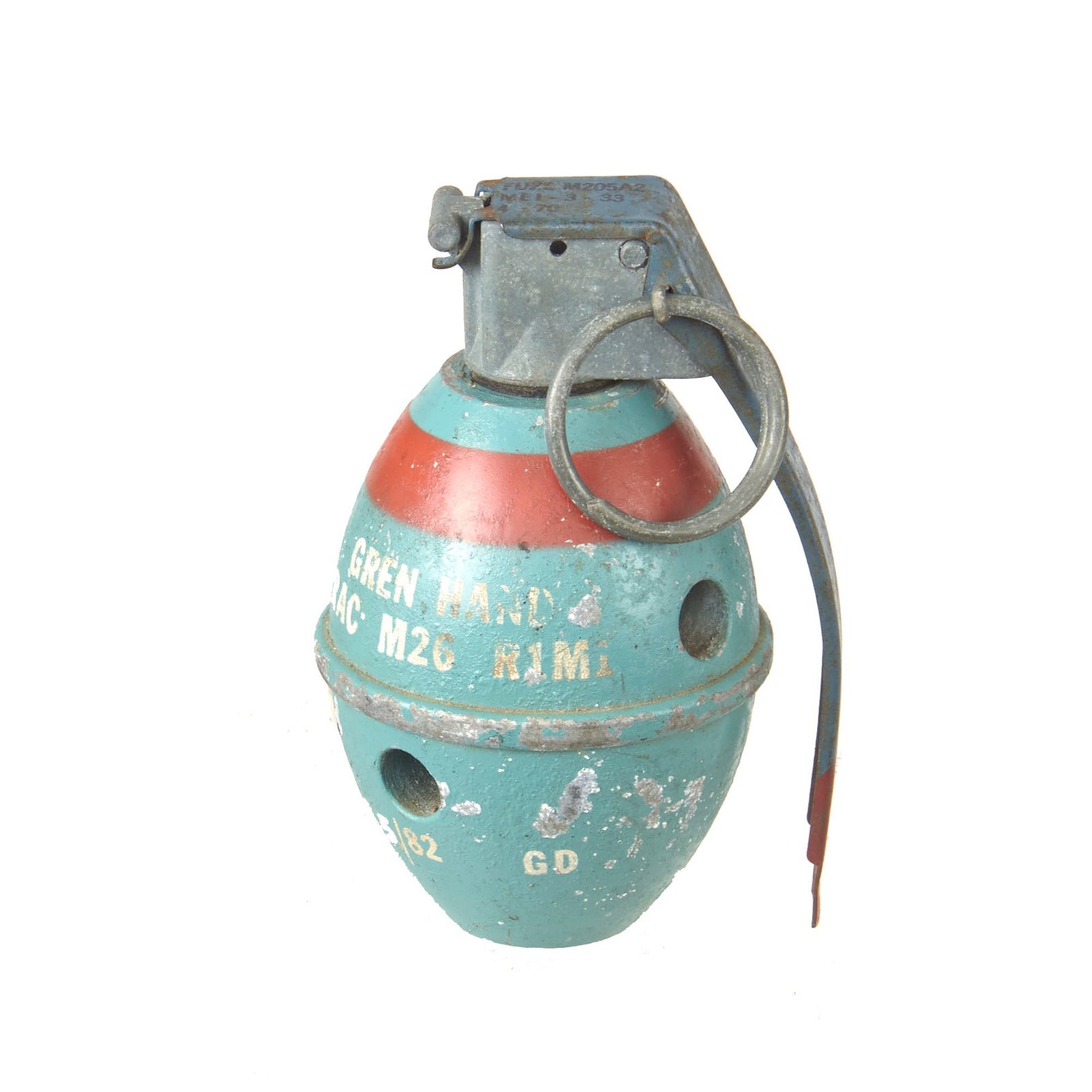 Buy Original U.S. Vietnam War Era Rare M26 Lemon Practice Grenade with M205A2 Fuze - Inert | Original Firearms Antique For Sale