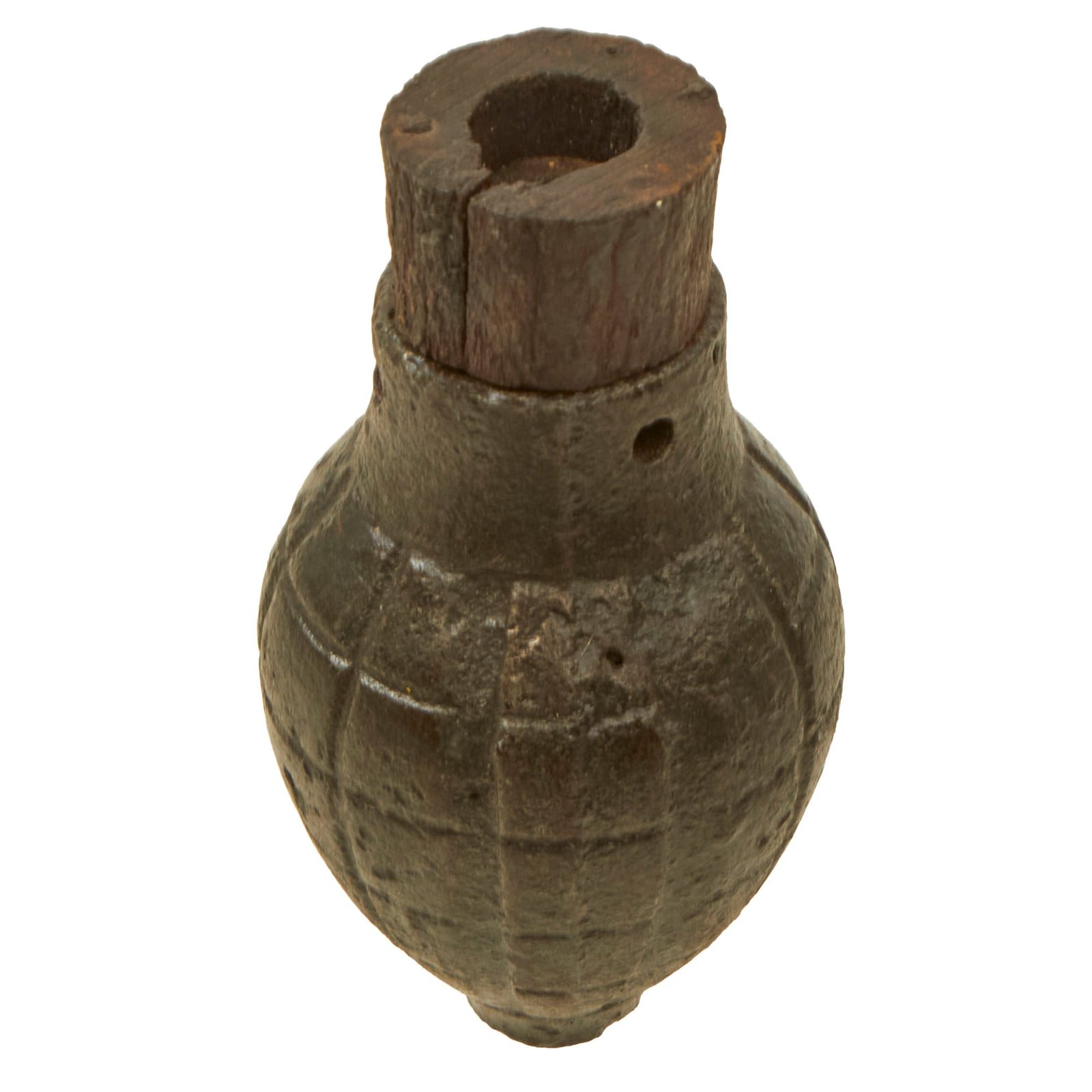 Buy Original French WWI Inert Foug M1916 Inert Lemon Grenade with Partial Wooden Top Plug - Citron modèle 1916 | Original Firearms Antique For Sale