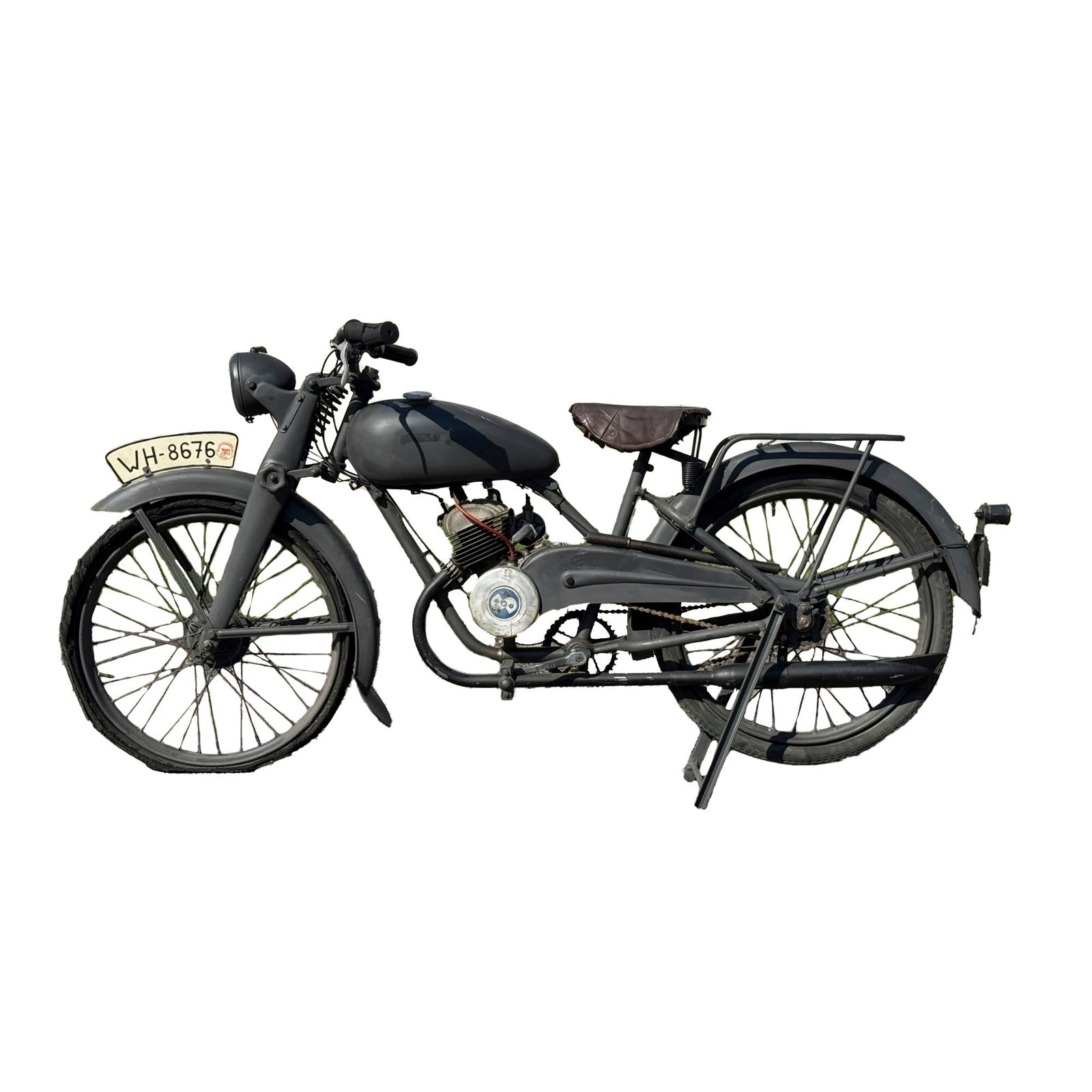 Buy Original Post War West German 98cc Motorcycle Modified Into German WWII Wehrmacht Courier Motorcycle - Fichtel & Sachs Engine | Original Firearms Antique For Sale
