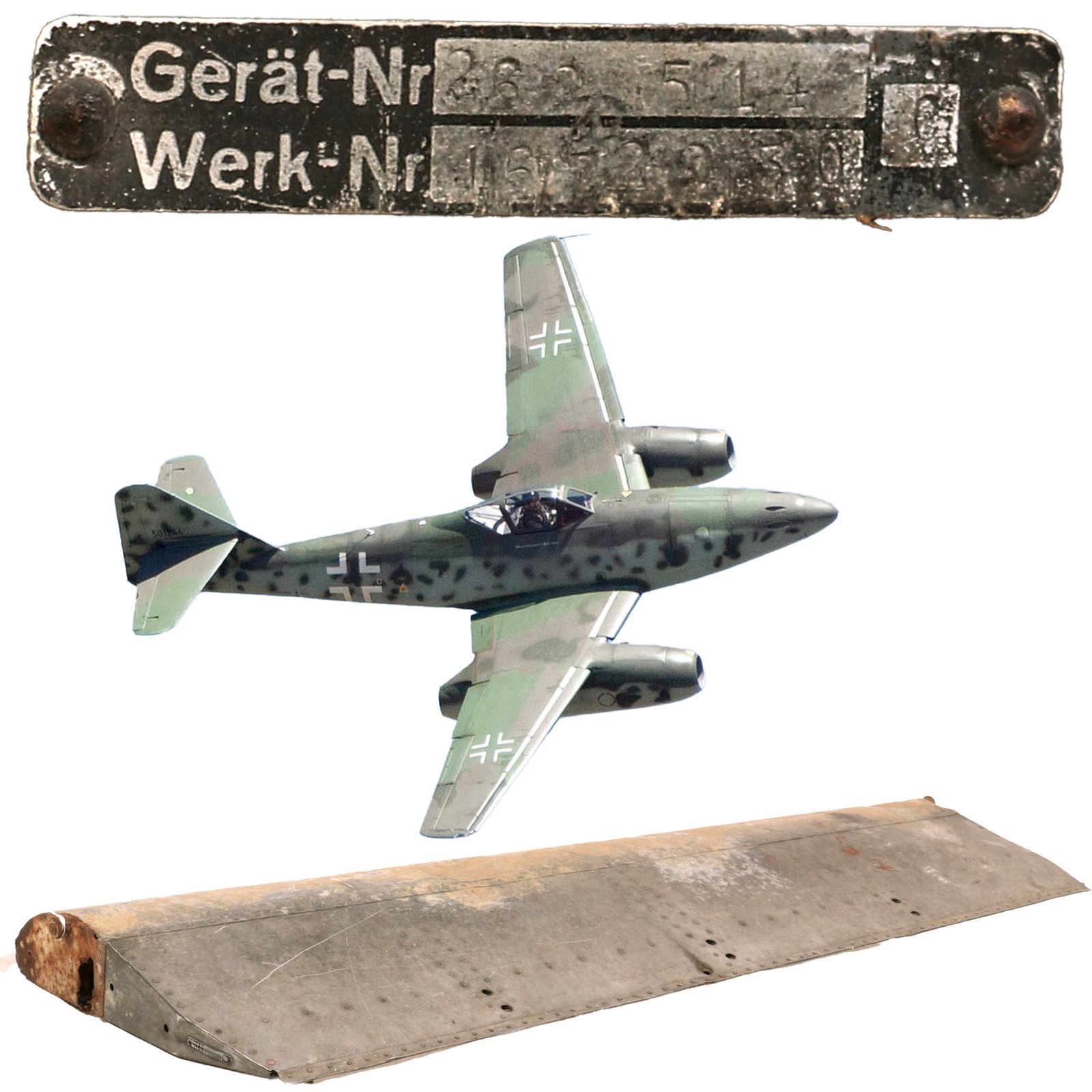 Buy Original German WWII Messerschmitt Me 262 Jet Fighter Aircraft Horizontal Stabilizer with Data Plate | Original Firearms Antique For Sale