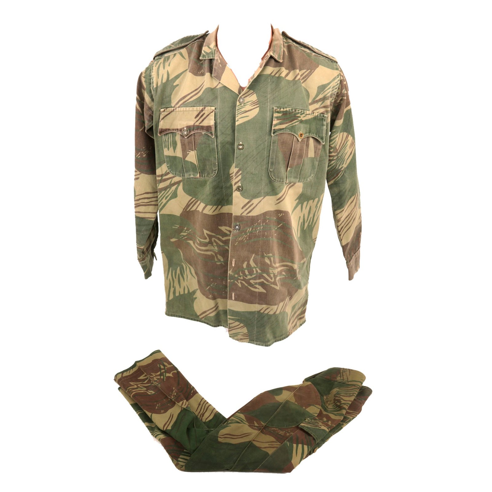 Buy Original Rhodesian Bush War Era Rhodesian Sergeant’s Brushstroke Camouflage Pattern Uniform Set by Paramount | Original Firearms Antique For Sale