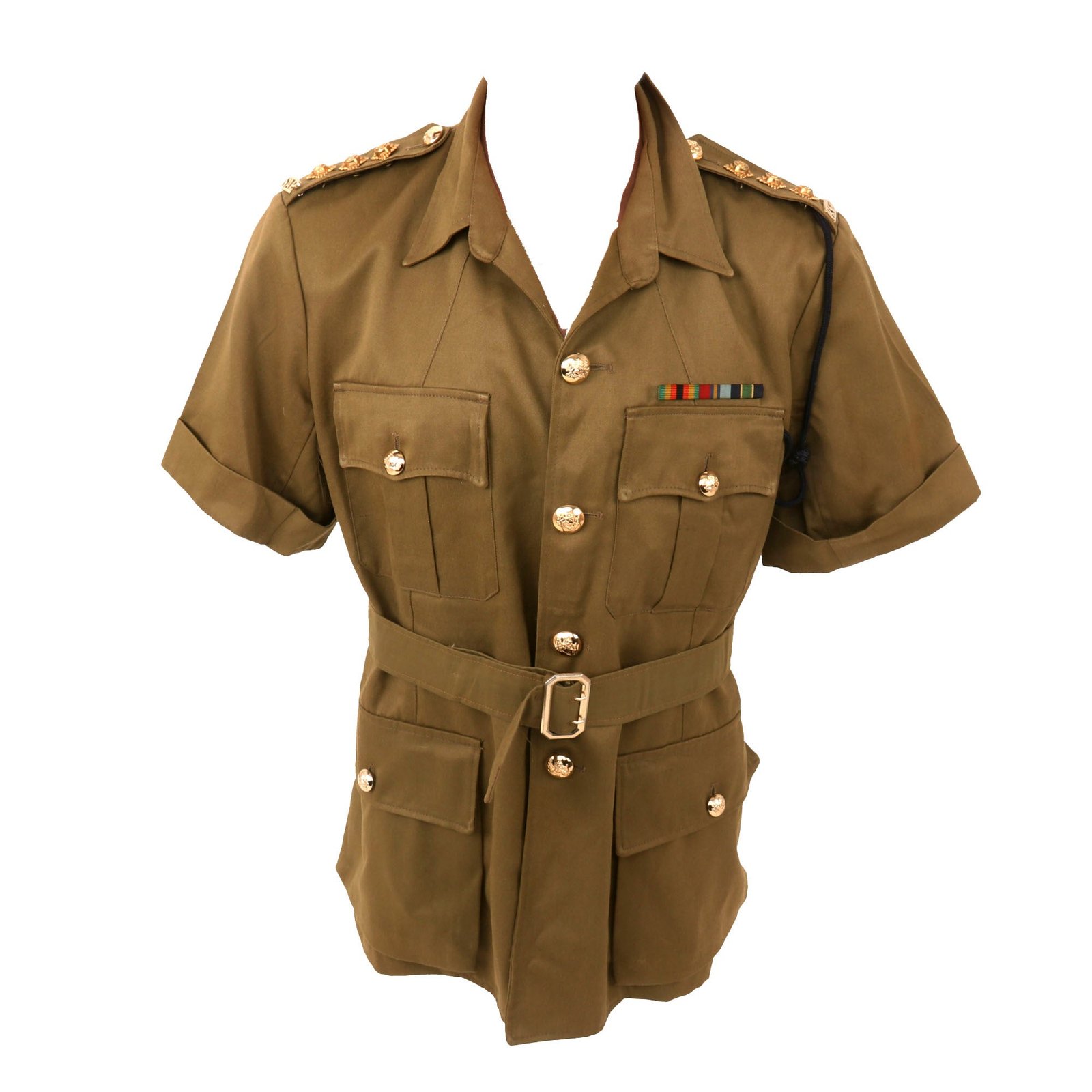 Buy Original Rhodesian Bush War Era British South Africa Police Captain Officer’s Short-Sleeve Khaki Bush Jacket with Insignia & Ribbon Bar | Original Firearms Antique For Sale