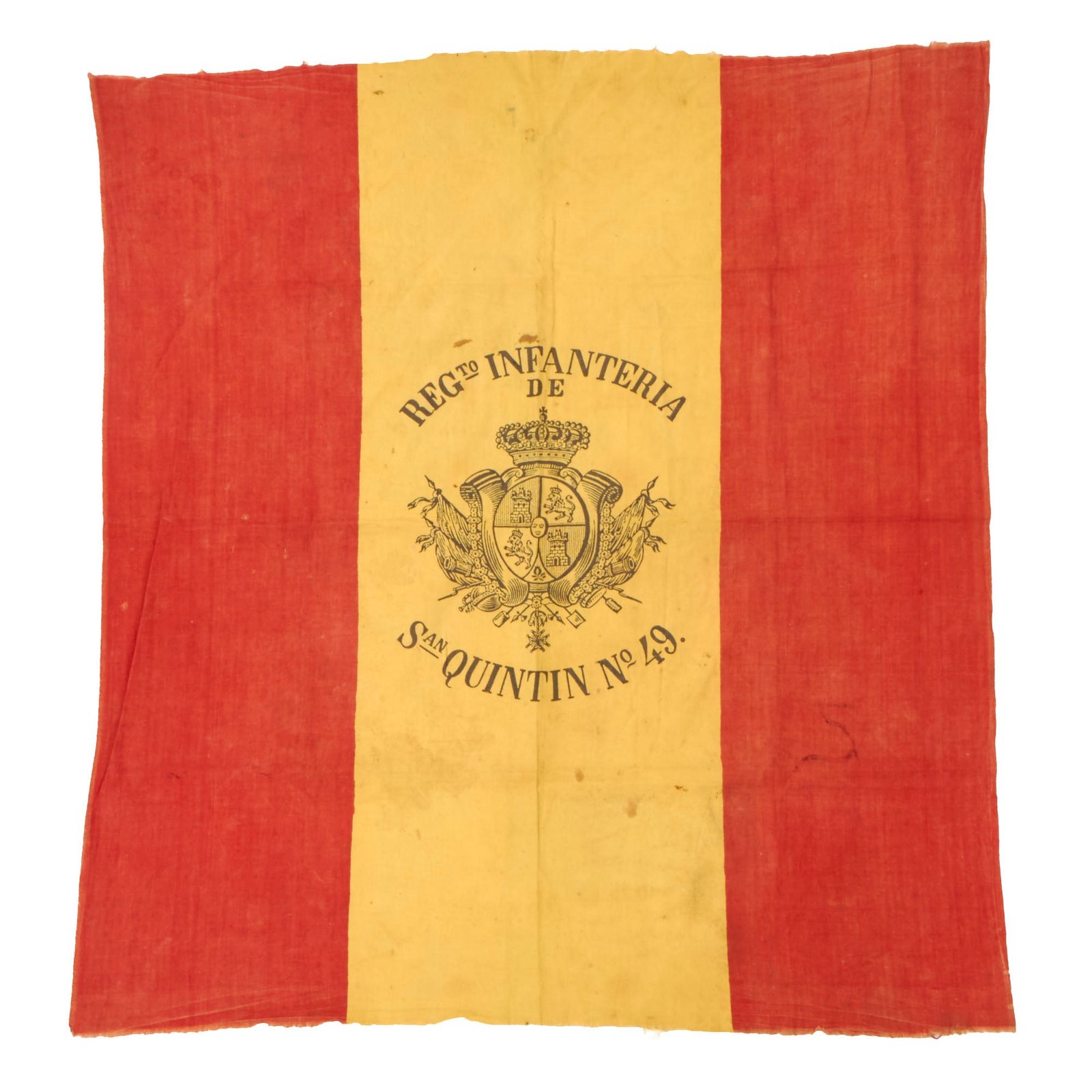 Buy Original Spanish-American War Spanish Army San Quintin Regiment No. 49 Knapsack Flag - Fought in Cuba - 33 x 34½” | Original Firearms Antique For Sale