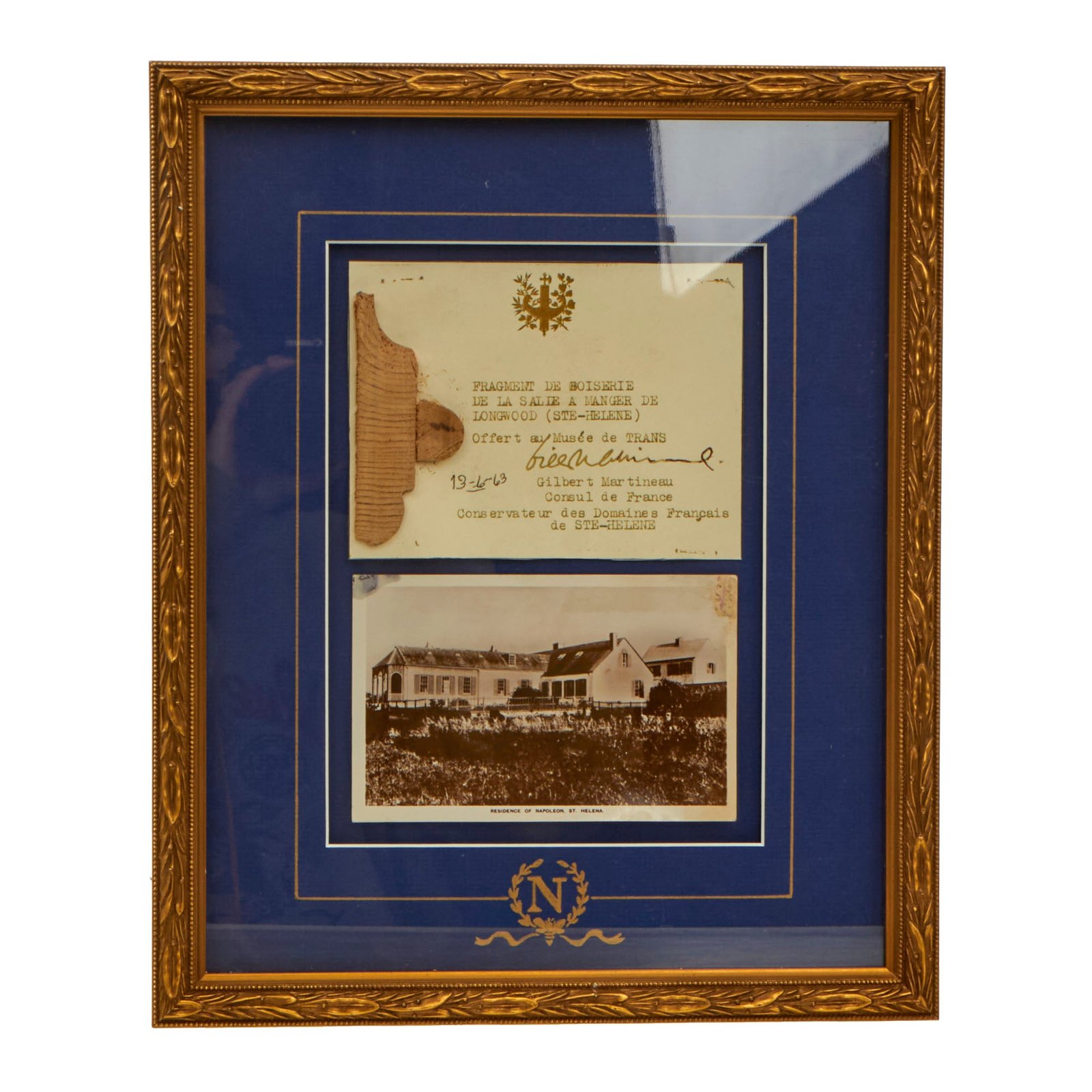 Buy Original French Napoleonic Framed Fragment of Woodwork from Napoleon’s Home on St. Helena - 11¼ x 13¾” | Original Firearms Antique For Sale