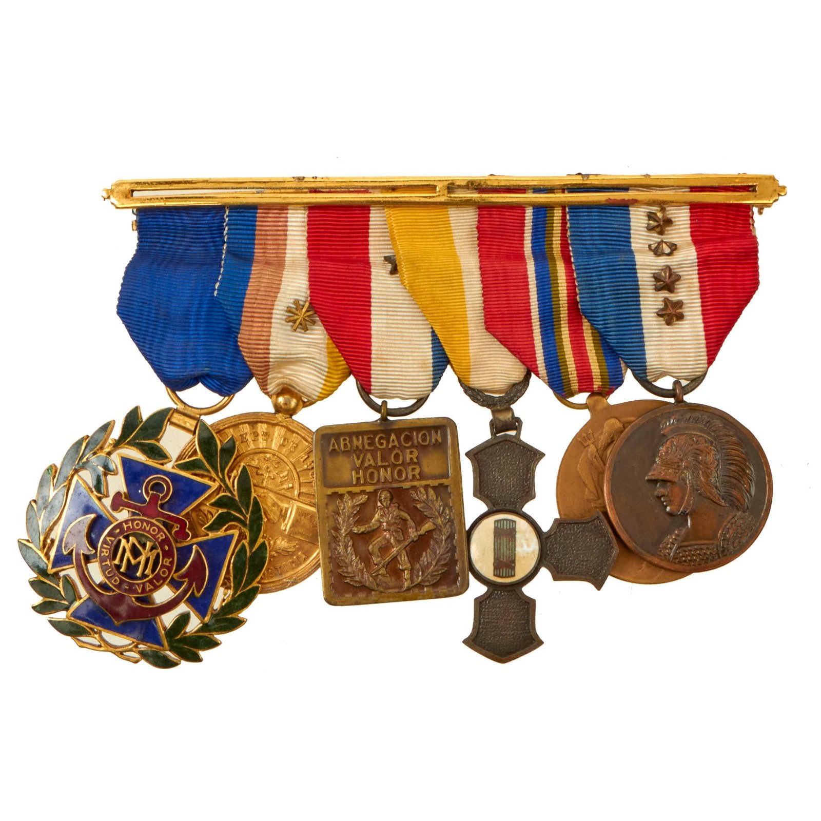 Buy Original Cuban WWII Era Navy / Merchant Marine Officer’s Medal Bar with Order of Naval Merit III Class & World War II Victory Medal | Original Firearms Antique For Sale