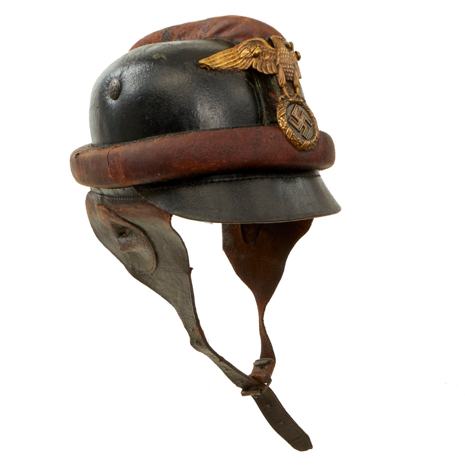 Buy Original German WWII 1st Pattern NSKK Padded Leather Crash Helmet by Carl Busse - Size 55 | Original Firearms Antique For Sale
