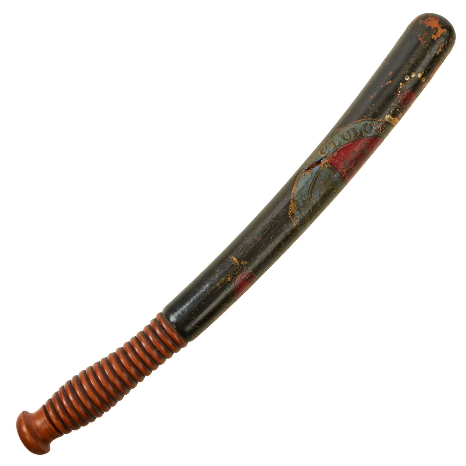 Buy Original British Victorian Mounted Bobby Police Truncheon with Painted Heraldry & Monogram - Dated 1863 | Original Firearms Antique For Sale